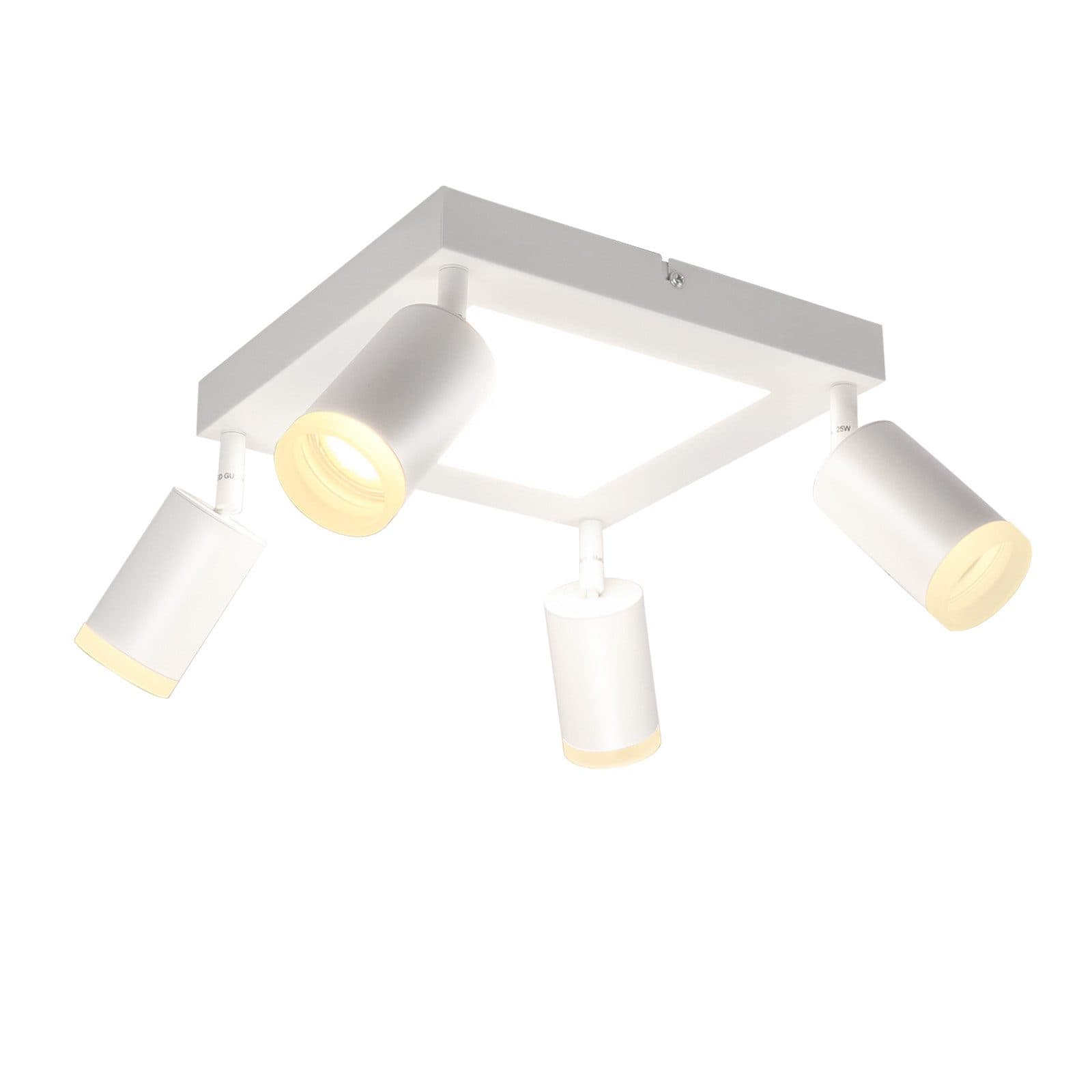 NETTLIFE Kattospottivalaisin 4 neliönmuotoista lamppua 3000K GU10 helppo asennus lämmin valkoinen 350° säädettävä moderni – Nettlife