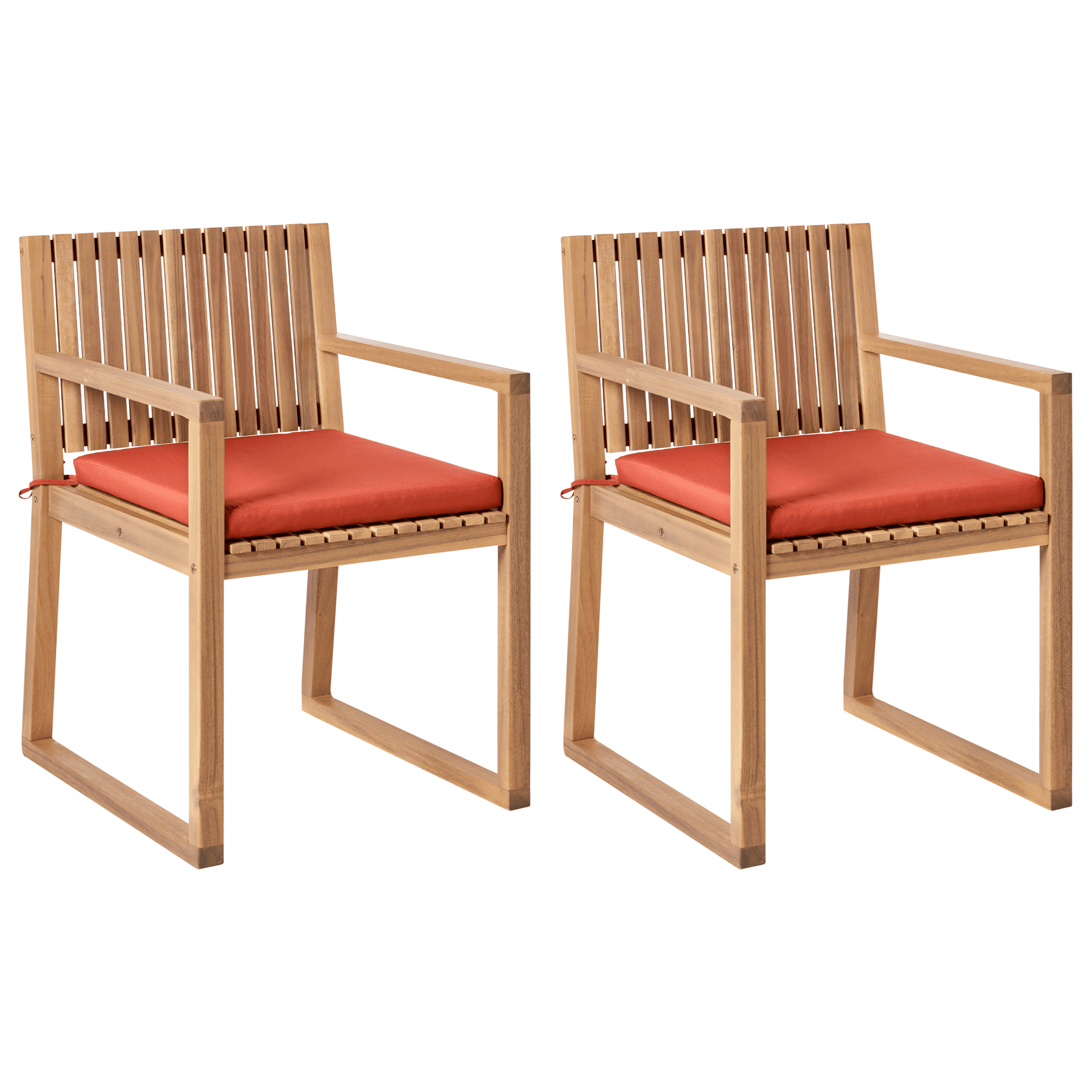 Puutarhatuolisetti pehmusteilla 2 kpl SASSARI PREMIUM  sertifioitu akaasia Punainen – Beliani