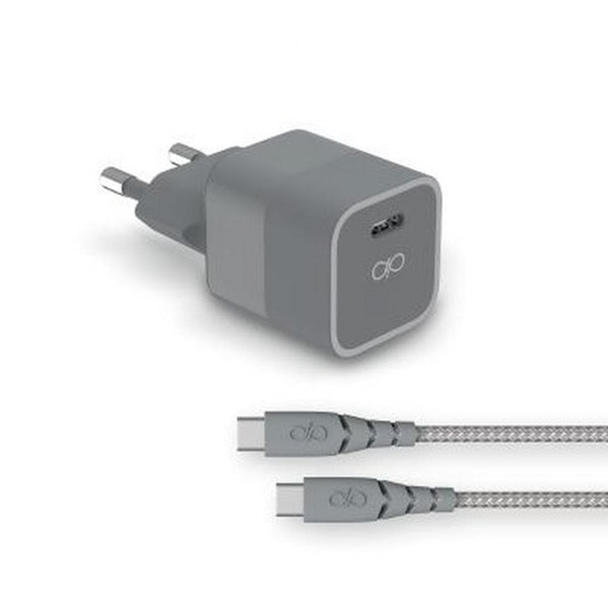 20W Power Delivery -seinälaturi + erittäin vahvistettu USB C/USB C -kaapeli – Force Power