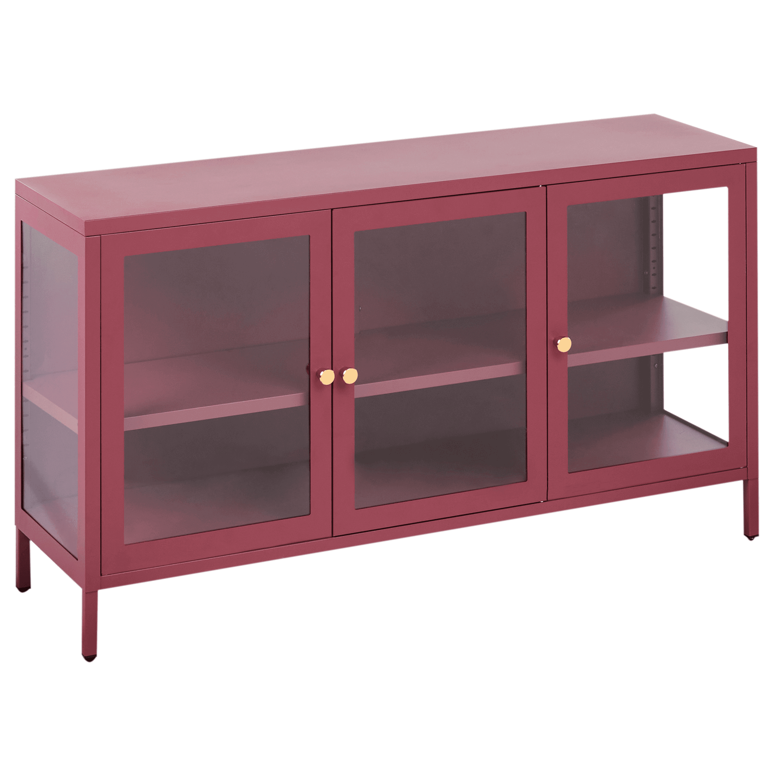 Lasivitriinikaappi NEWPORT metalli 115 cm Tummanpunainen – Beliani