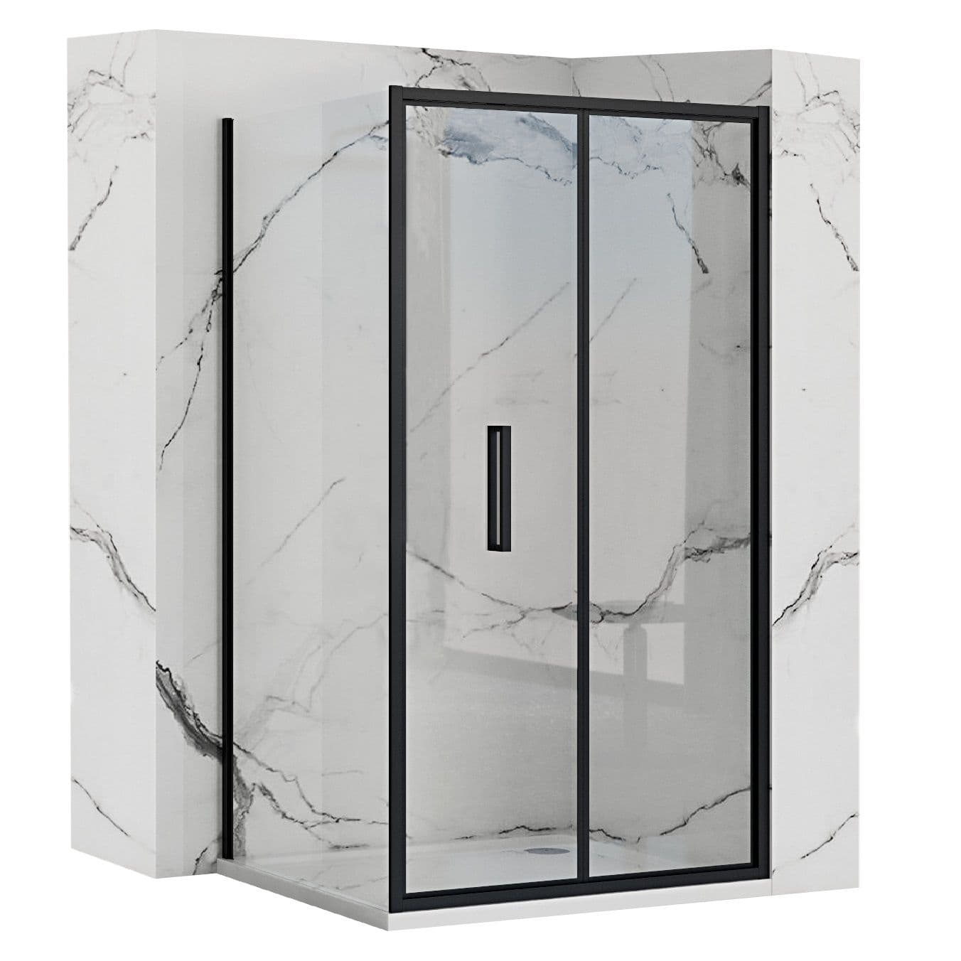REA Kulmasuihkukaappi RAPID FOLD 100x90 musta, 100X90X195CM