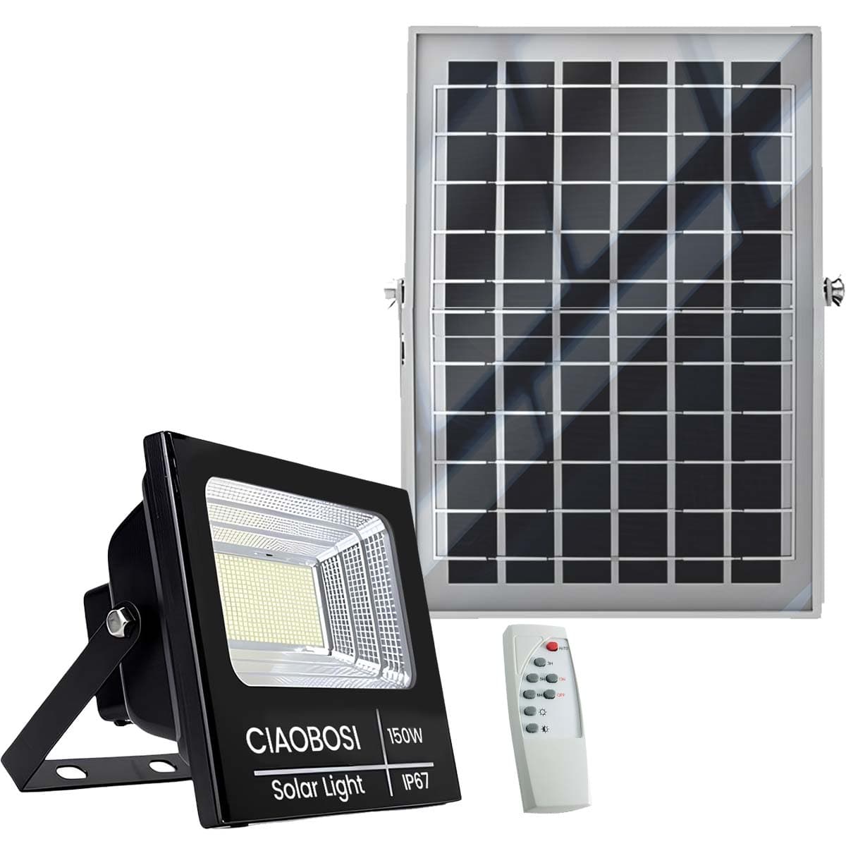 150W LED aurinkoprojektori IP67 erillisellä paneelilla ja kaukosäätimellä