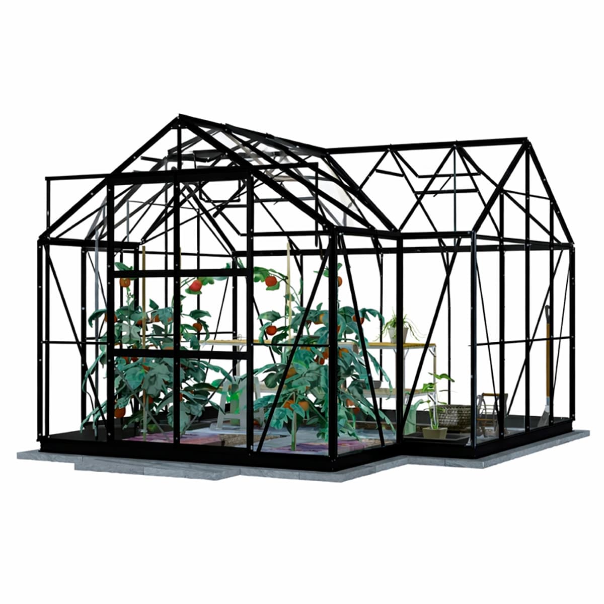 Lykke Kasvihuone T-muotoinen musta 12,8 m2