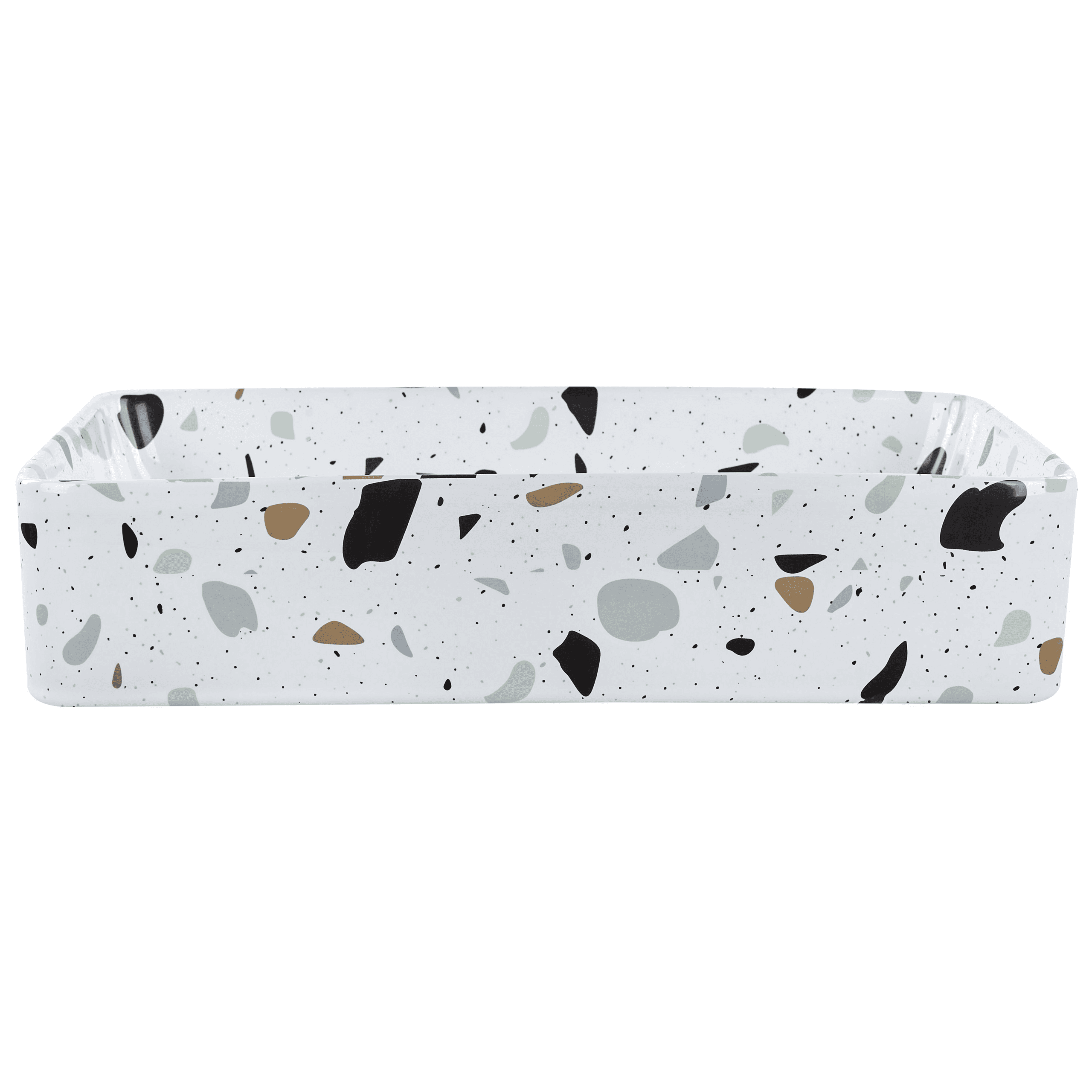 Pesuallas tason päälle NULES 51 x 34 cm keramiikka Valkoinen terrazzo