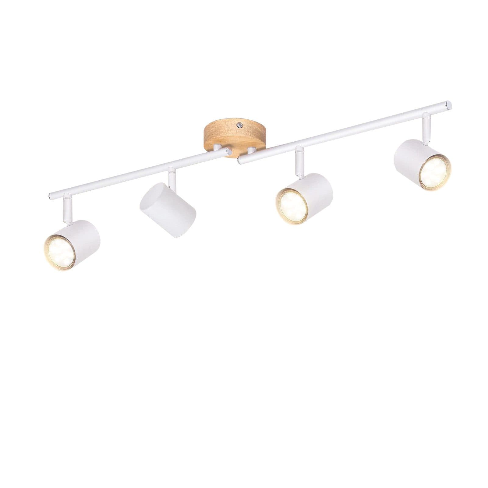 NETTLIFE LED - kattovalaisin 4 liekkiä - valkoinen kattovalaisin GU10 kääntyvä kohdevalo puinen ilman lamppua – Nettlife