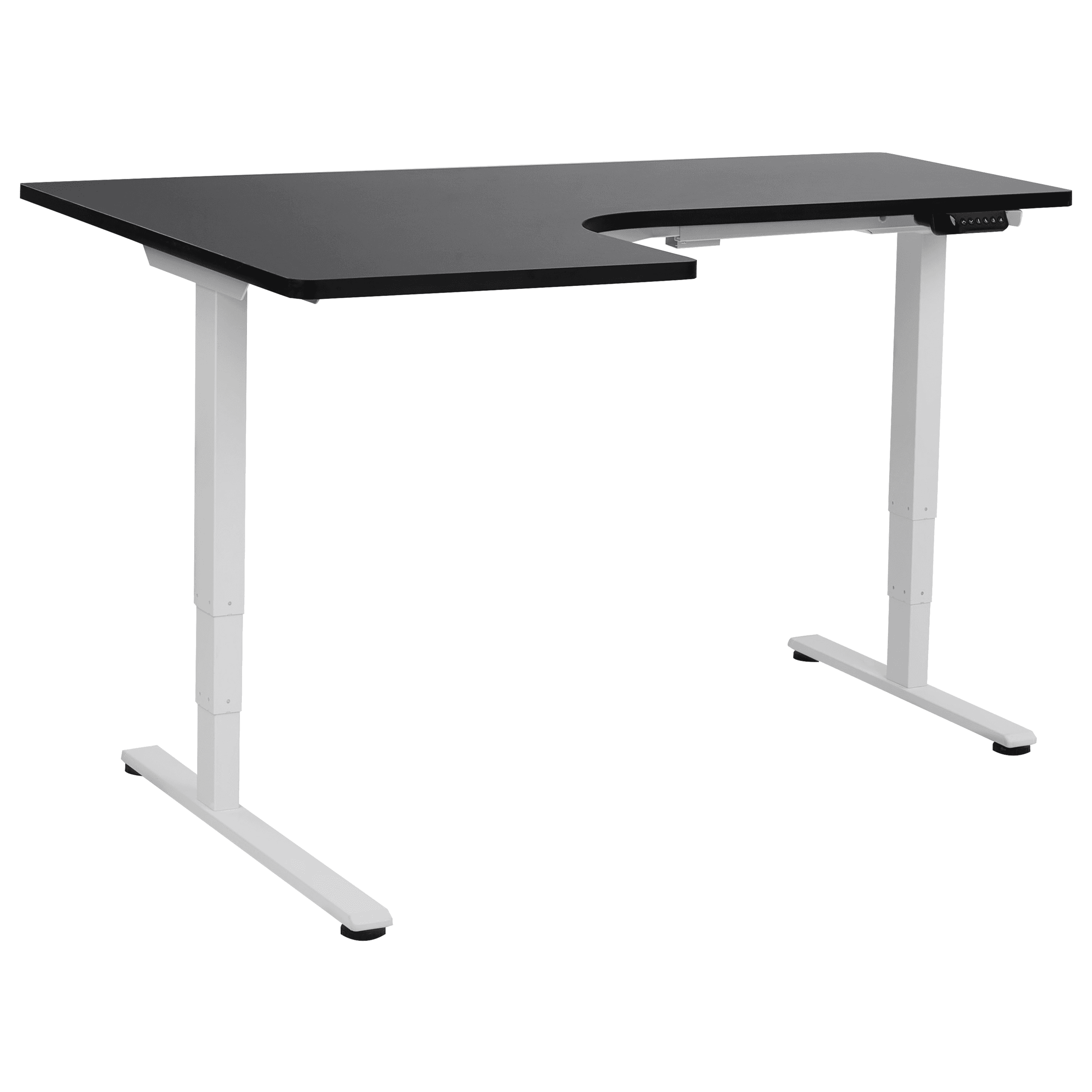 Sähkösäädettävä vasen kulmatyöpöytä DESTINES Musta/valkoinen 160 cm 109 cm Vasen
