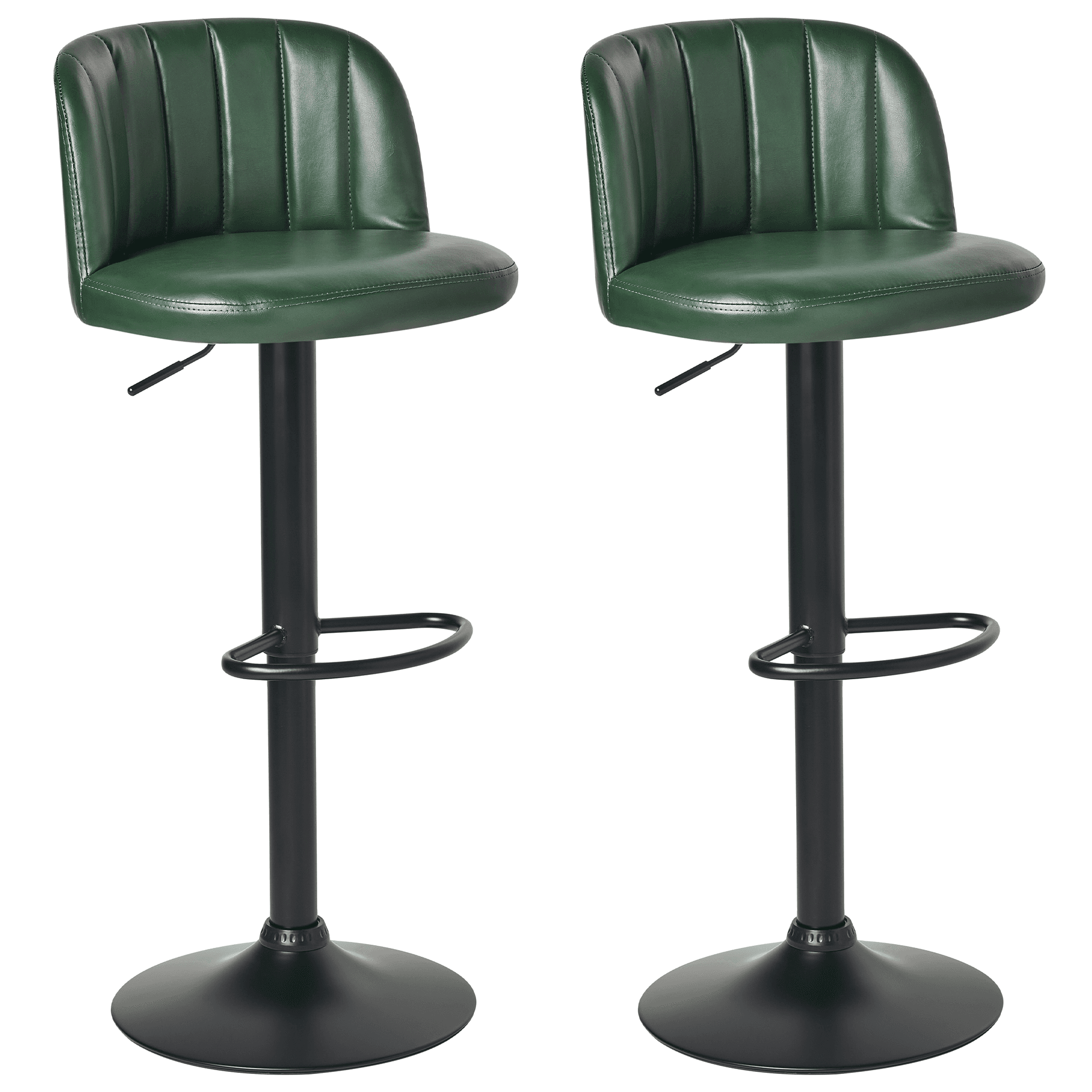 Baarijakkarasetti 2 kpl VLORE keinonahka pyörivä Tummanvihreä – Beliani