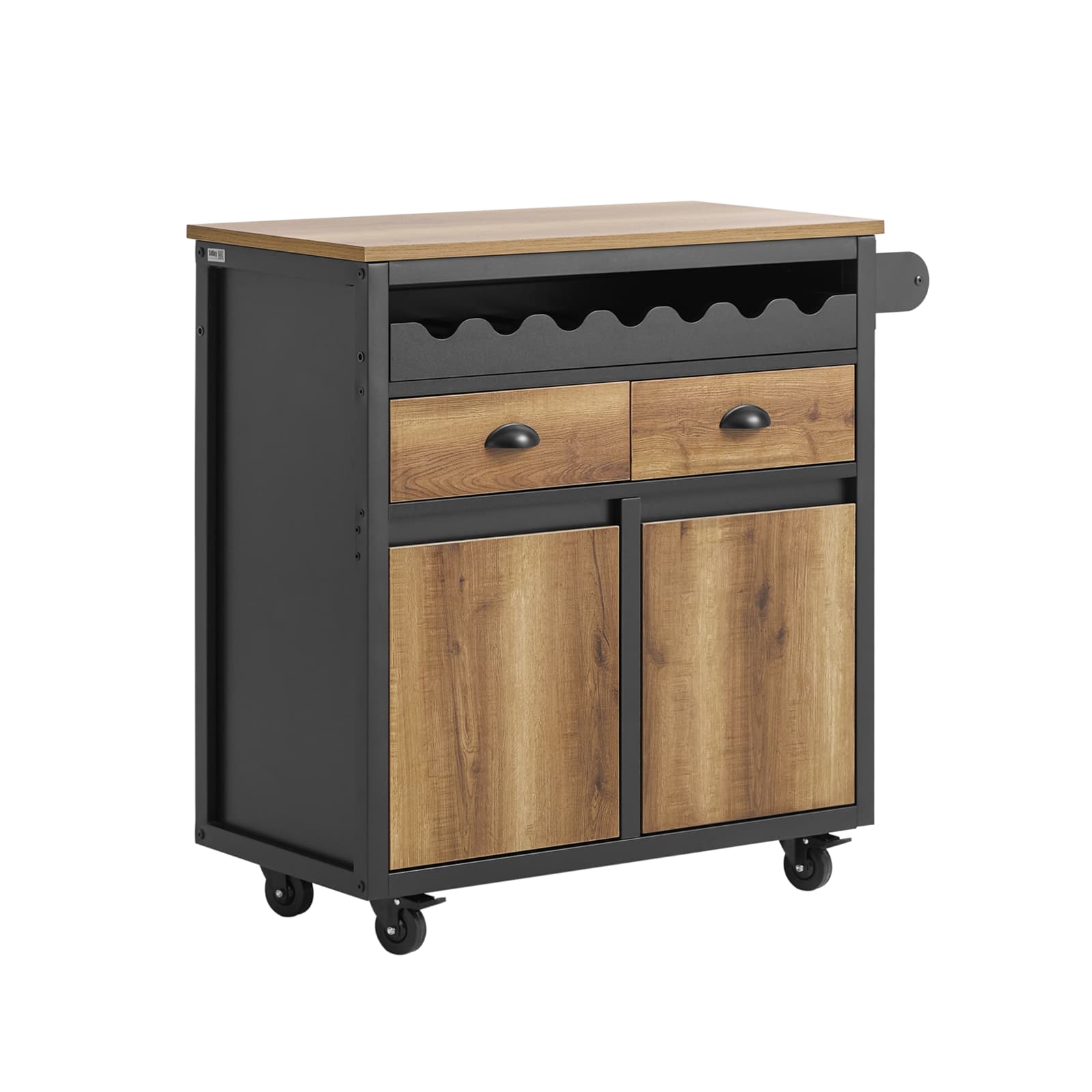 SoBuy Keittiökaappi FKW122-SCH pyörillä, musta 89x40x87cm – SoBuy