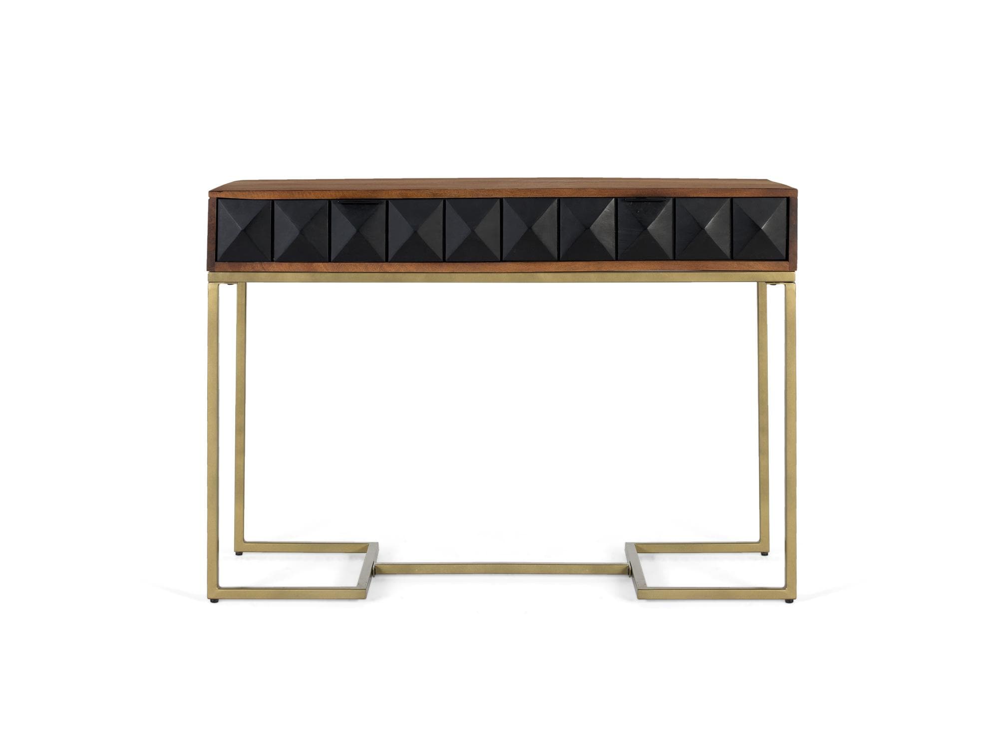 Mangopuusta ja rautarungosta valmistettu konsoli