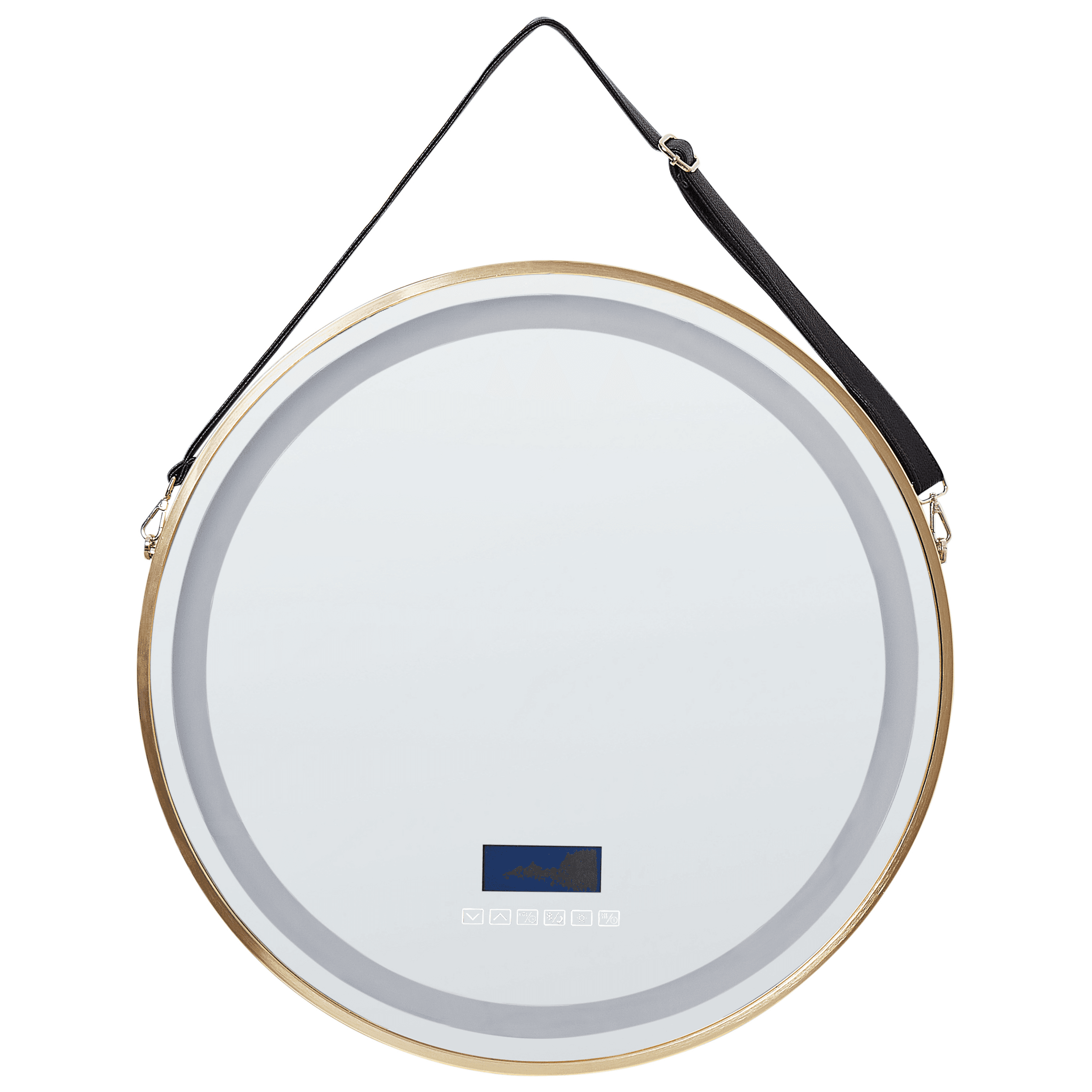 Kylpyhuoneen LED-peili DAROIS 60 cm 60 cm Bluetooth-kaiuttimella Kulta