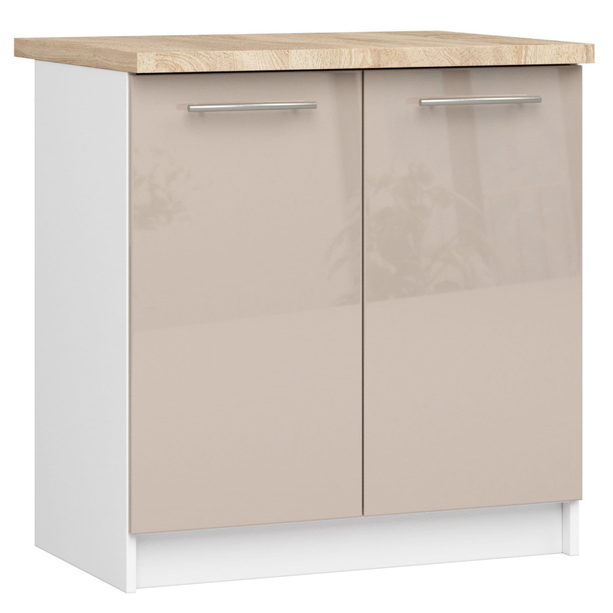 Akord Oliwia Keittiökaappi 2-ovinen Valkoinen/Cappuccino Korkeakiilto Tasolla 80x46x85 – Akord