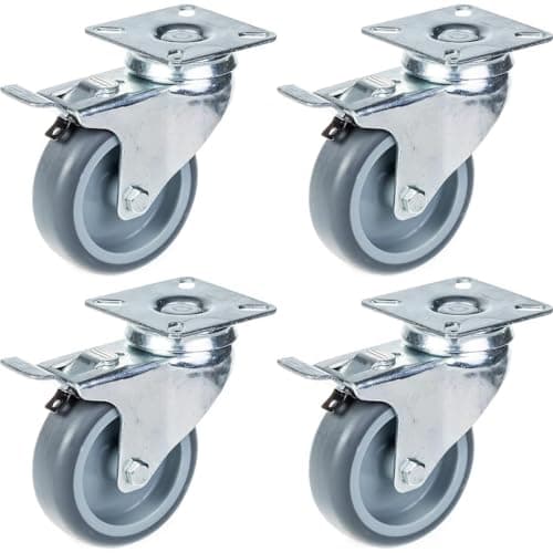 4 - 75 mm:n pyörät merkitsemättömät harmaat kumijarrulliset pyörät Heavy Duty (raskas) – Parnells