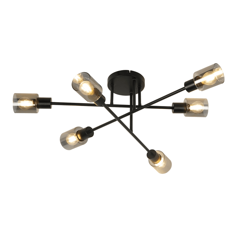 NETTLIFE - kattovalaisin spotti 6 liekkiä musta teollinen E14- kattovalaisin olohuoneeseen