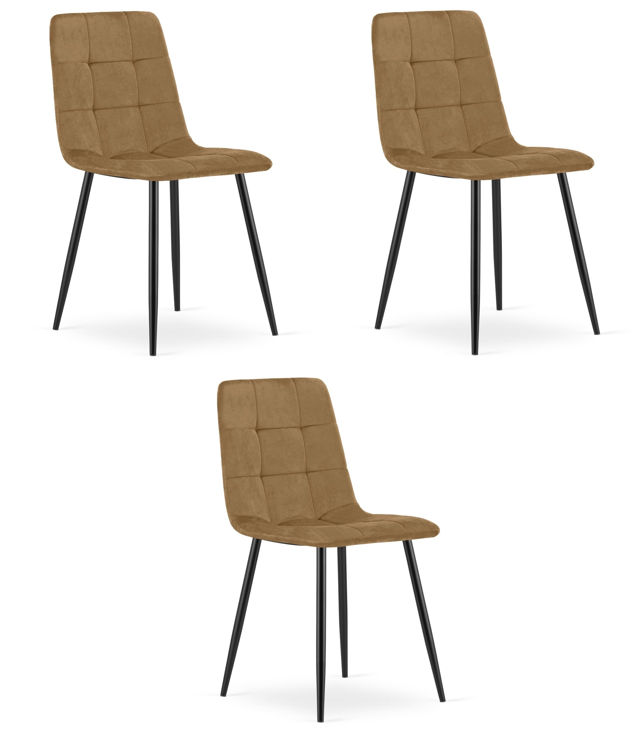 KARA-tuoli, ruskea sametti, mustat jalat (3 kpl) – Leobert