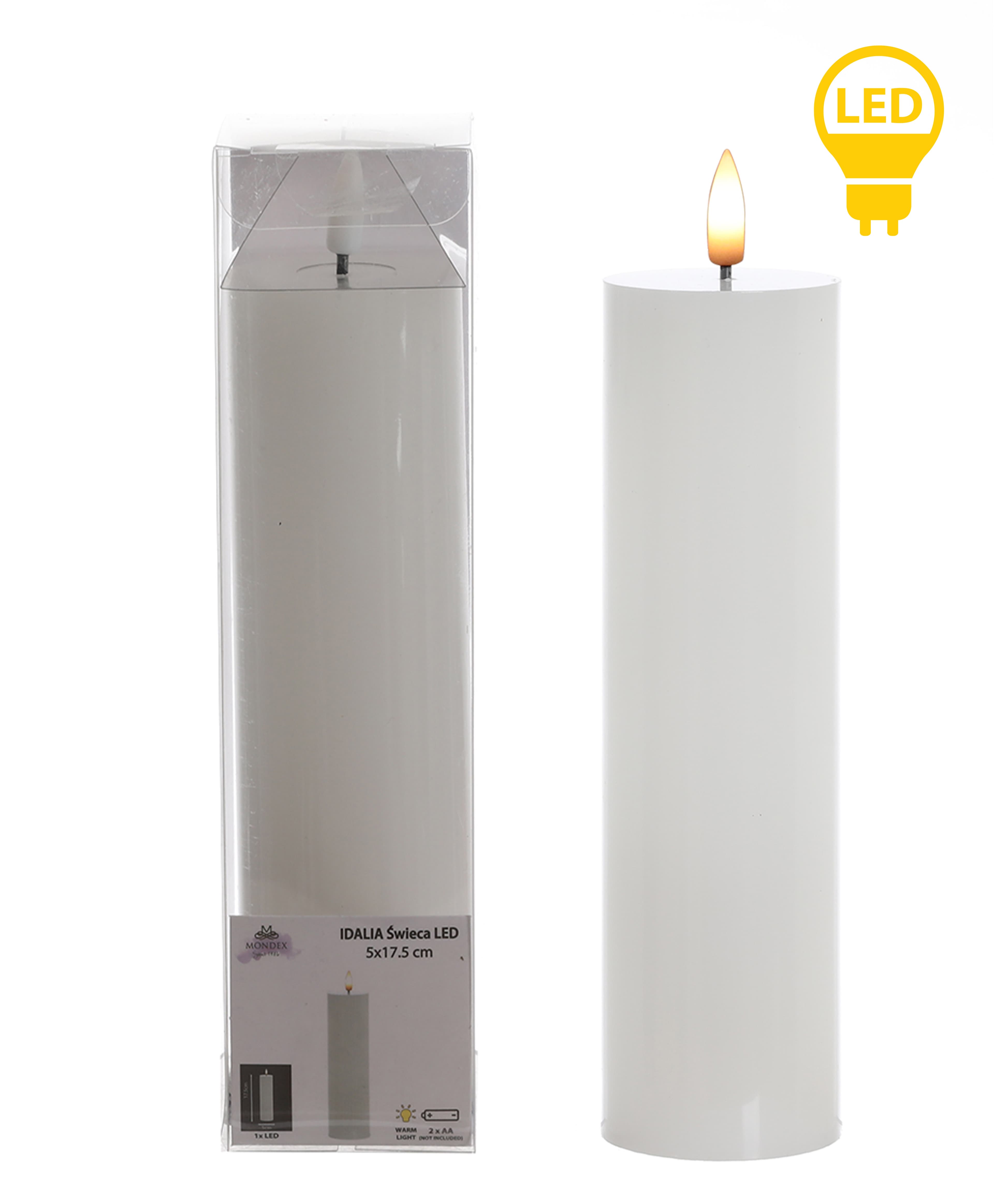 LED-kynttilä muovi IDALIA 5 x 21 cm valkoinen 1 kpl