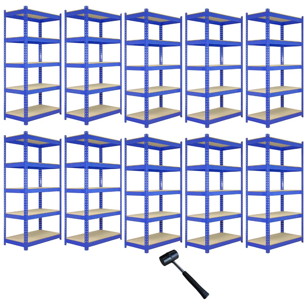 10 x Q-Rax siniset metallihyllyt 120 x 50 x 180 cm