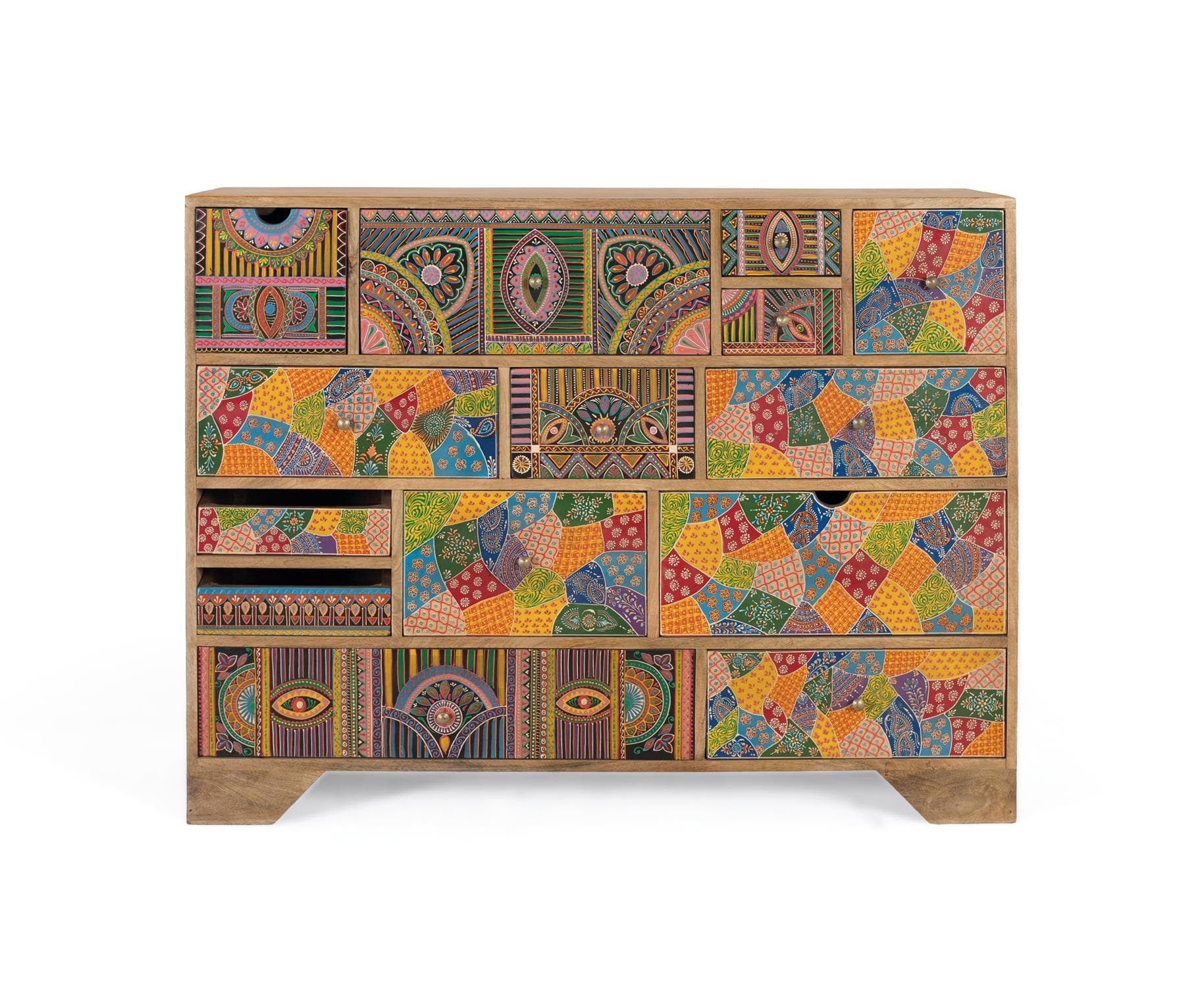 Mangopuusta valmistettu lipasto käsinmaalatuin yksityiskohdin, 120 cm – Giner y Colomer