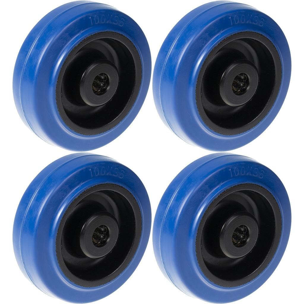 125mm 5 pyörä sininen kumi nailon keskellä ruostumattomalla laakerilla 800kg, 4 kpl:n sarja. – Parnells