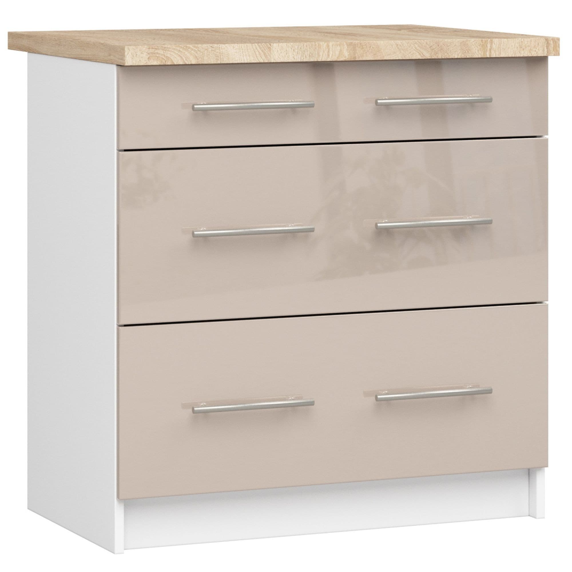 Akord Oliwia Keittiökaappi Valkoinen/Cappuccino Korkeakiilto Tasolla 80x46x85 – Akord