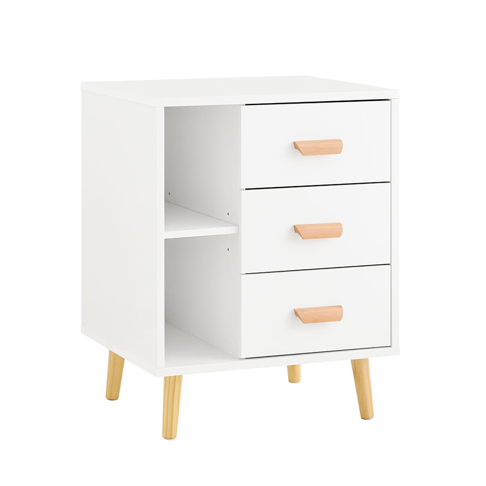 SoBuy 3-laatikkonen sohvapöytä FBT95-W ekologinen valkoinen puukuitulevy