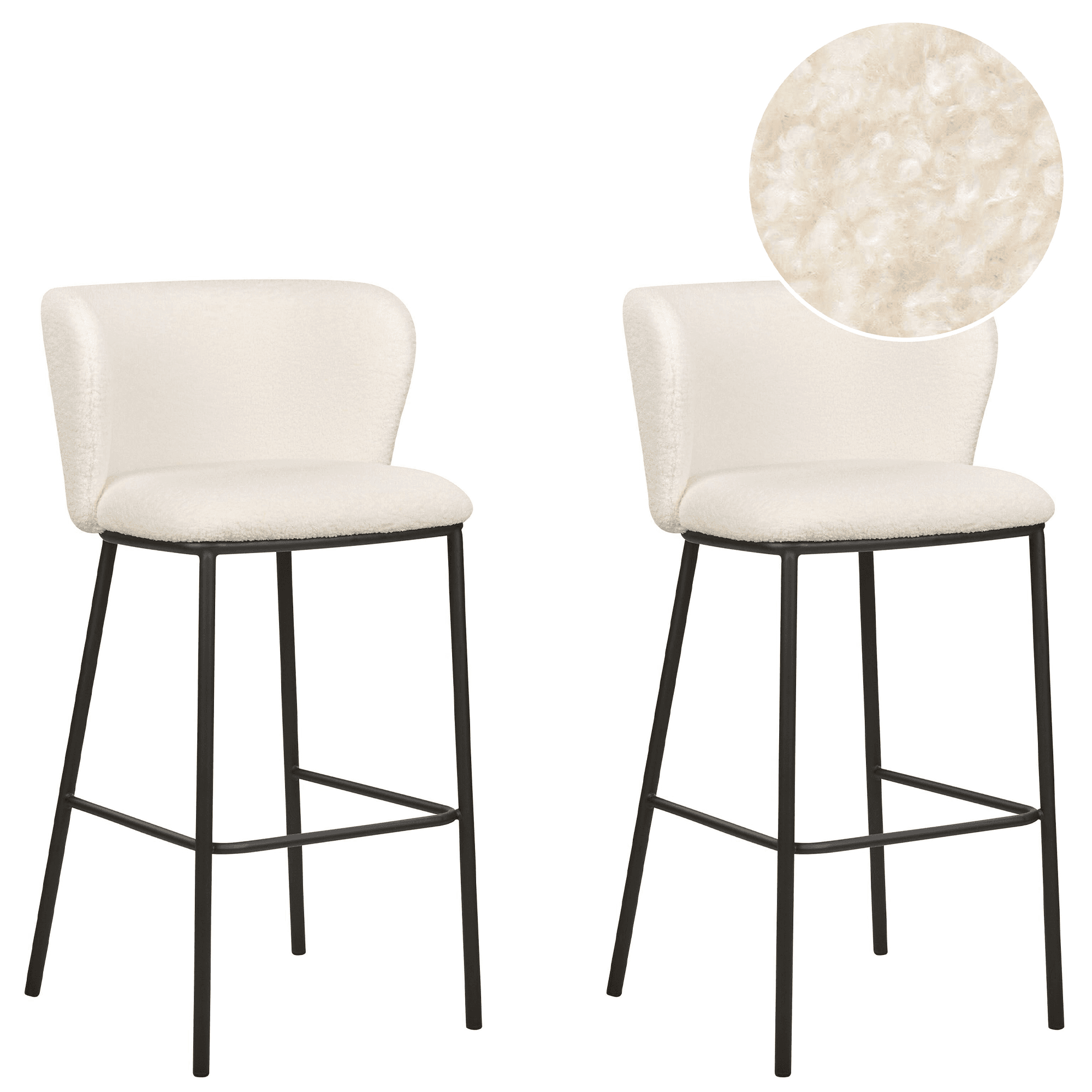 Baarituolisetti 2 kpl MINA buklee Valkoinen – Beliani