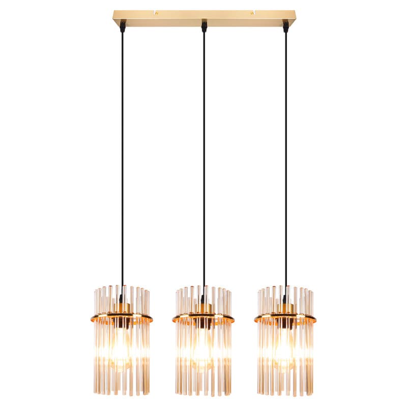 NETTLIFE Kulta Vintage Ripustusvalaisin, 3 Lasilamppua, E27-kannake,16 cm, Pöydälle, Keittiöön (ilman lamppuja) – Nettlife