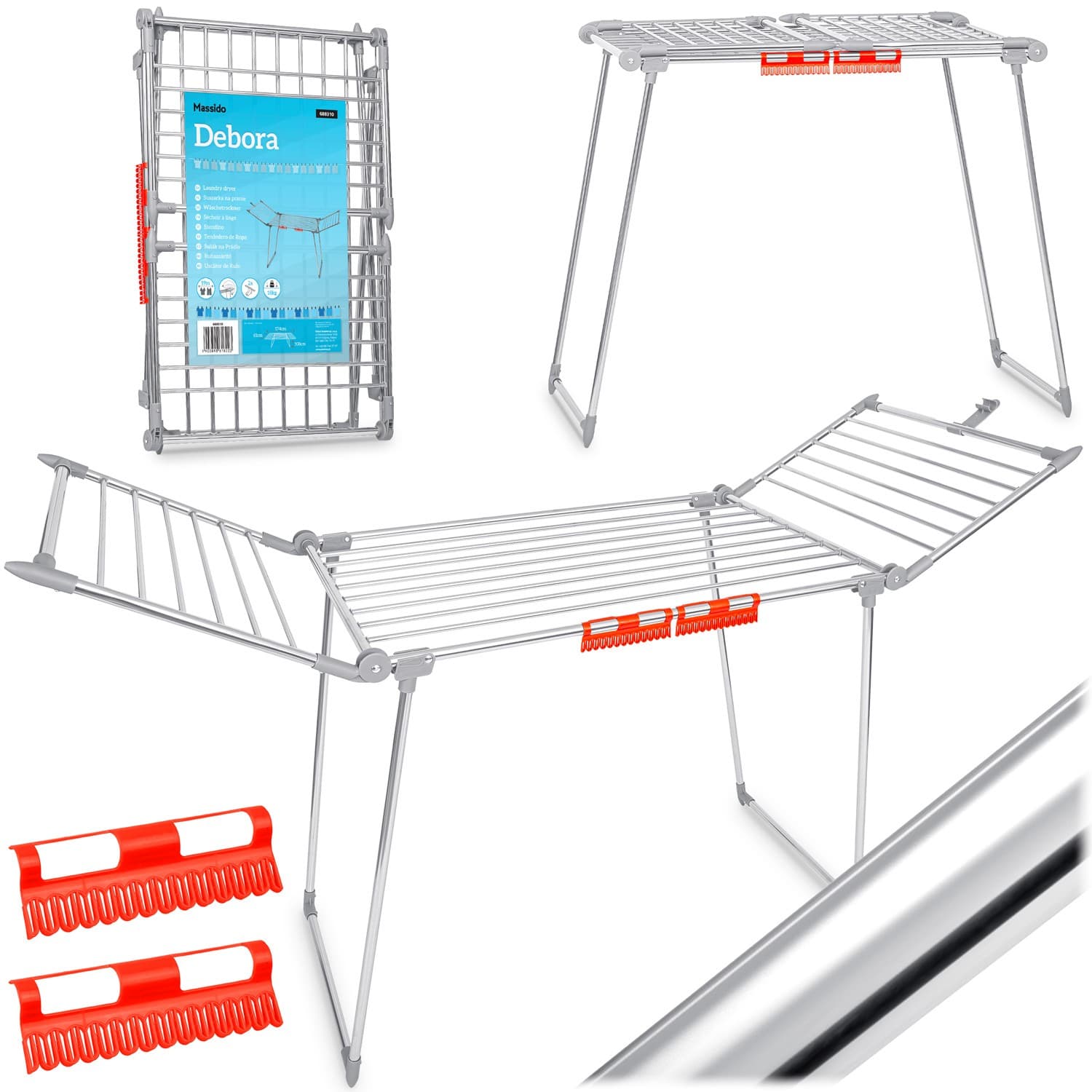 Debora Jatkettava, Vapaasti Seisova Vaatekuivain, Ruostumaton Teräs, 19 M – Massido