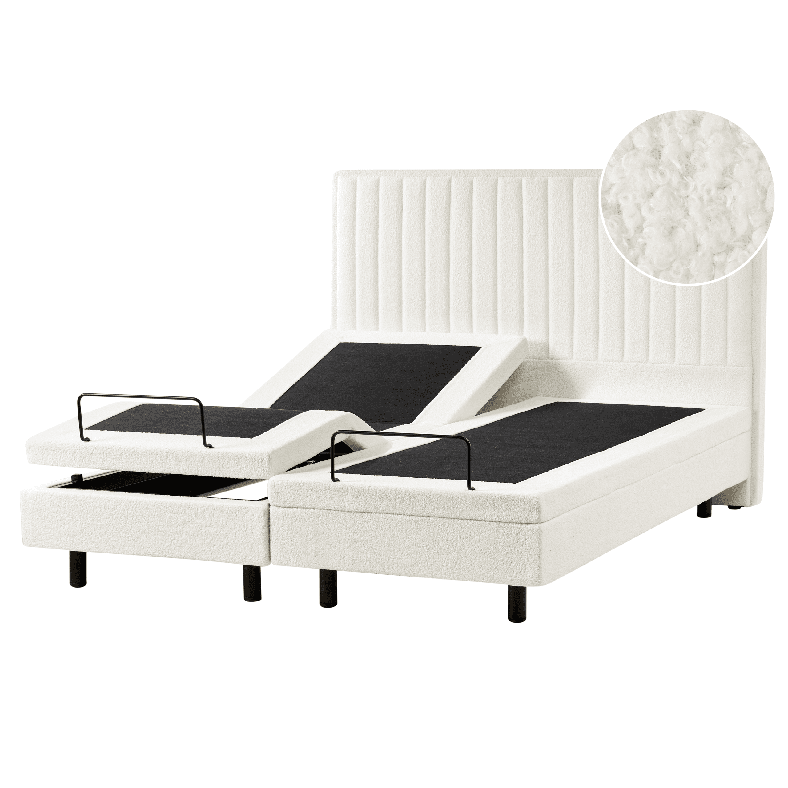 Säädettävä sänky buklee DUKE II 160 x 200 cm Luonnonvalkoinen – Beliani