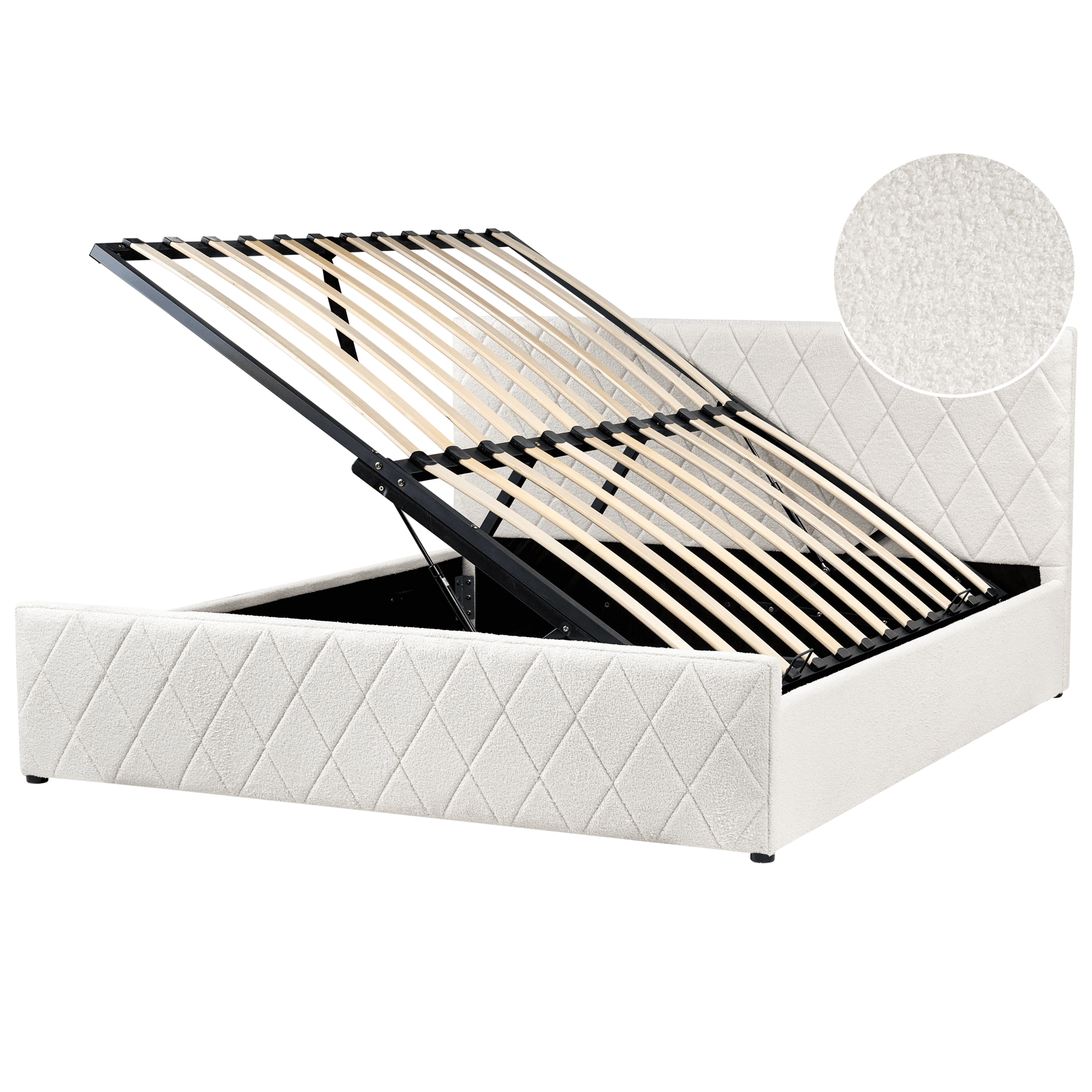 Sänky säilytystilalla buklee ROCHEFORT 180 x 200 cm Luonnonvalkoinen – Beliani