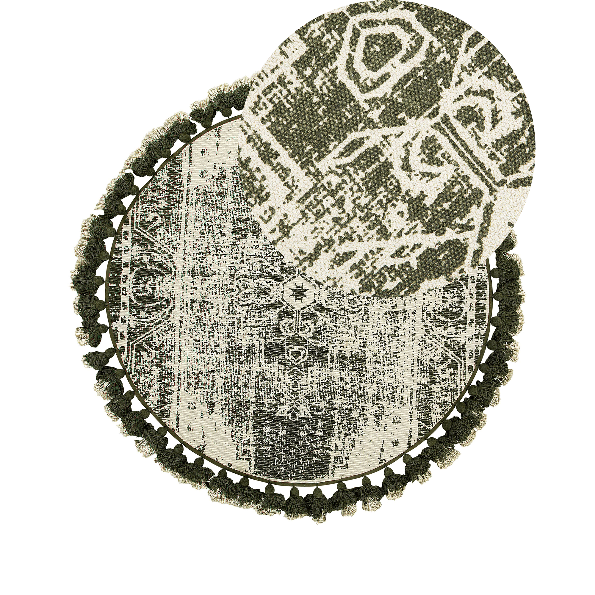 Matto KAHTA Vihreä ø 120 cm puuvilla – Beliani
