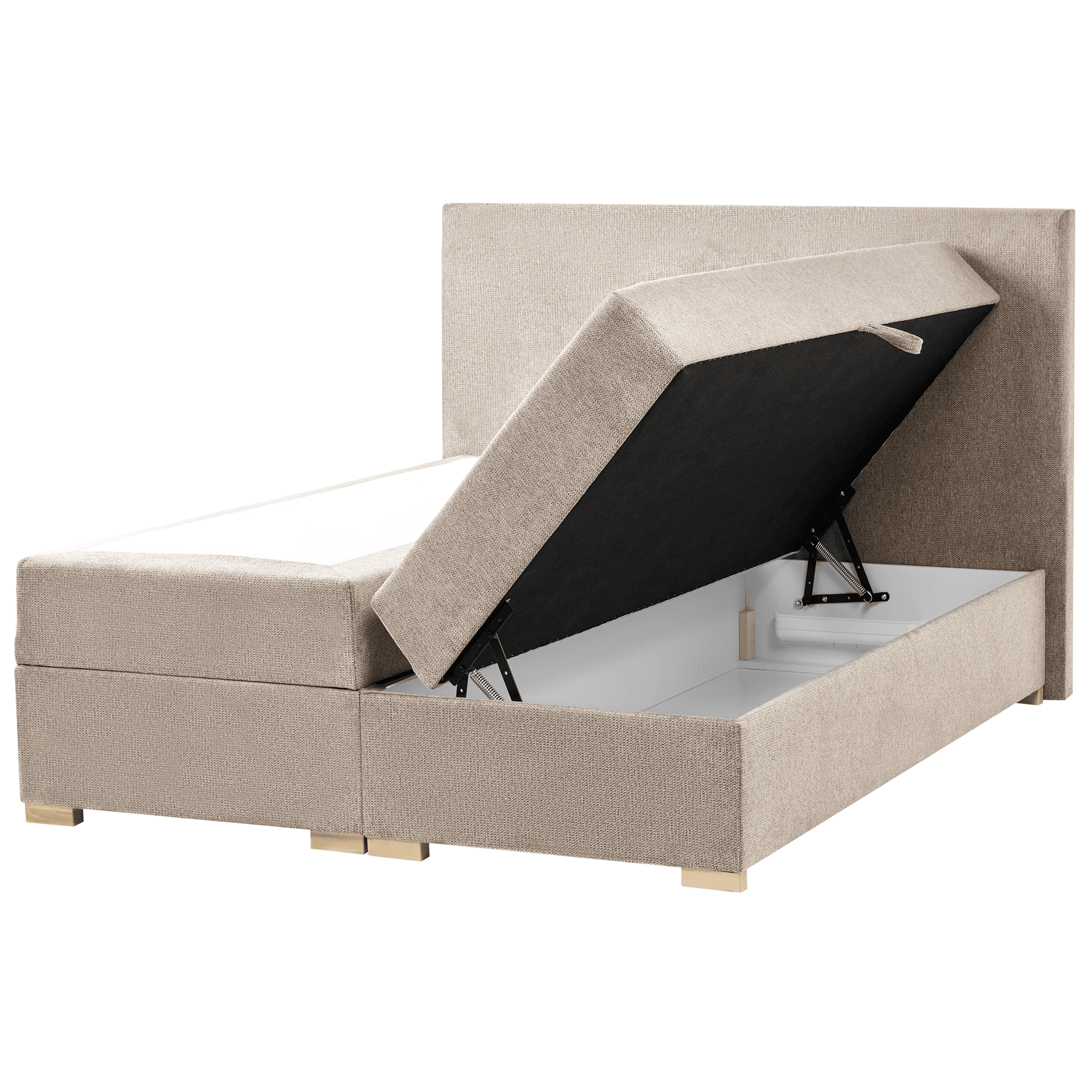 Jenkkisänky säilytystilalla kangas MAJOR 140 x 200 cm Ruskeanharmaa – Beliani