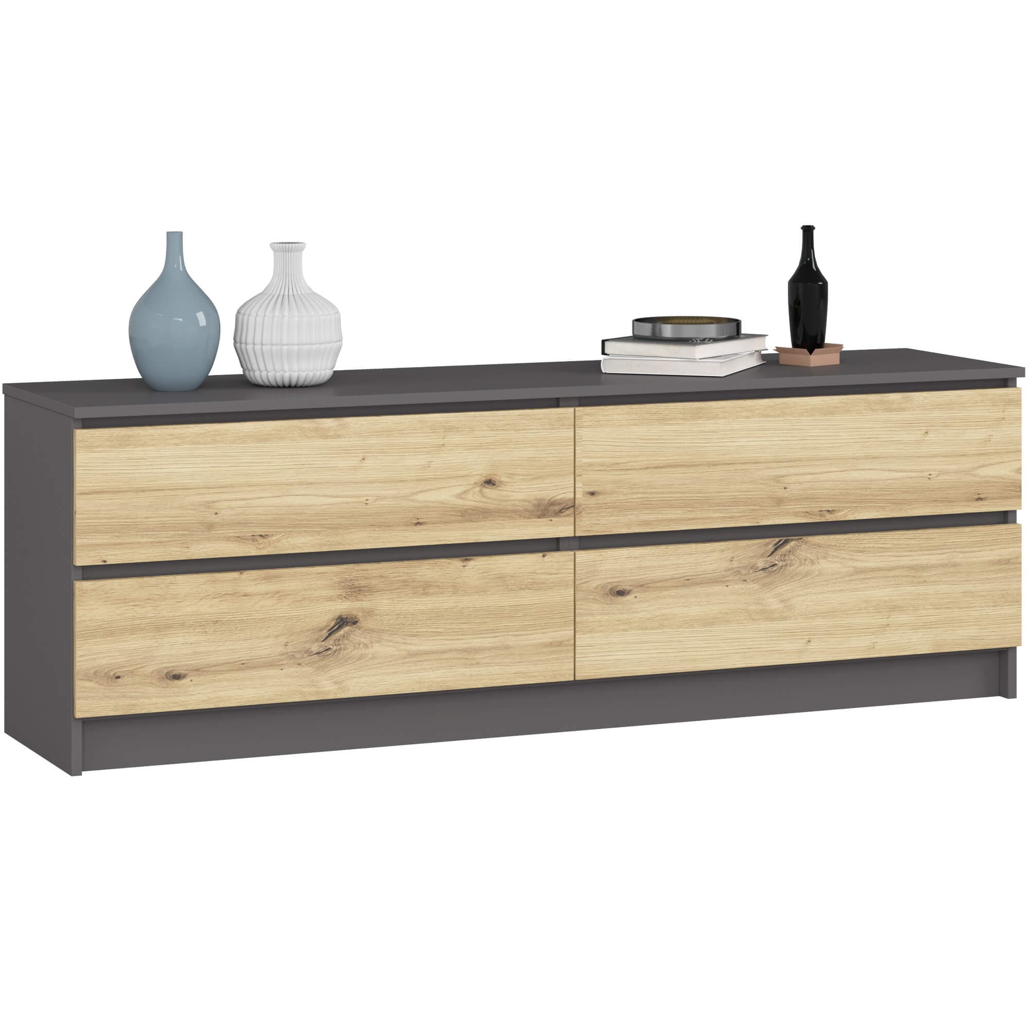 Akord Lipasto 4 Laatikoa Grafiitti/Artisan-tammi 160x40x55 – Akord