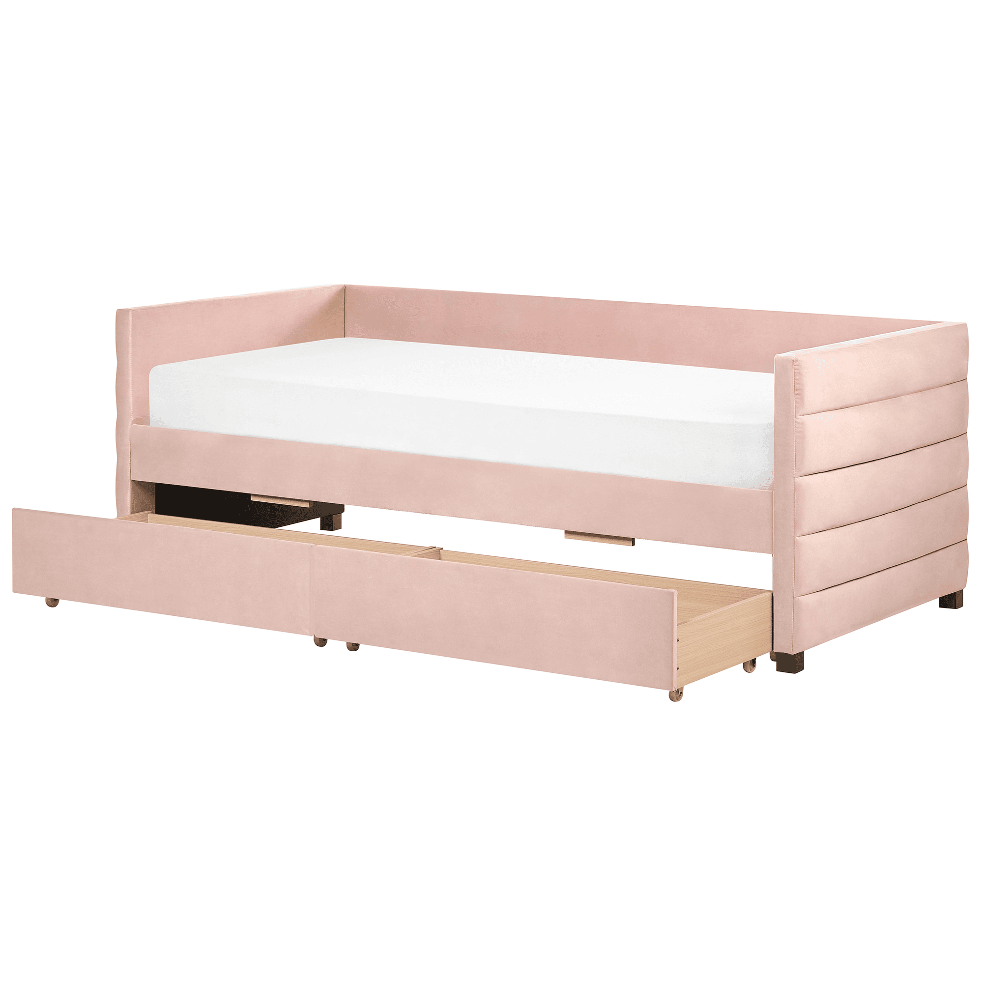Sohvasänky säilytystilalla sametti MARRAY 90 x 200 cm Pastellipinkki