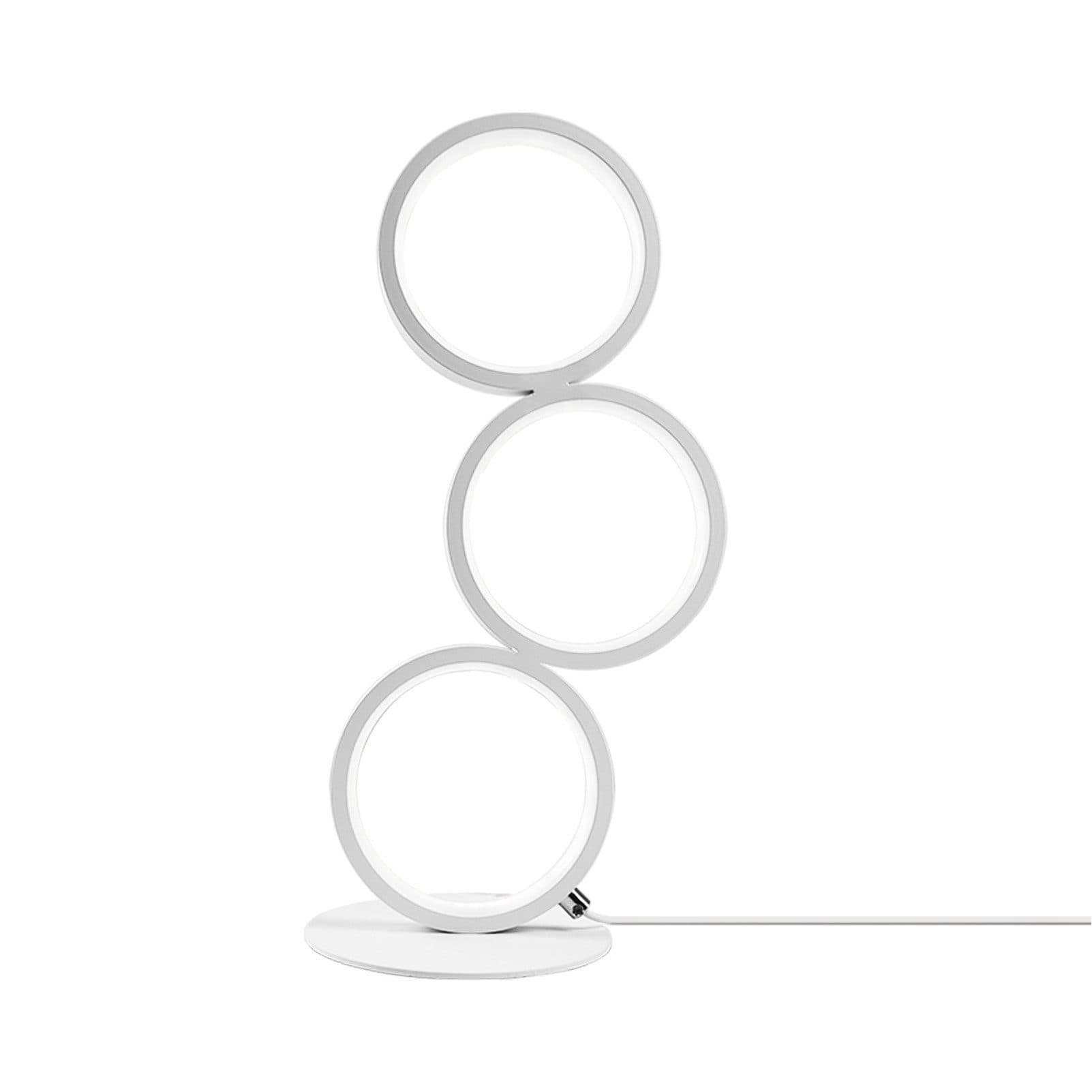 NETTLIFE LED-pöytävalaisin himmennettävä yöpöytävalaisin kosketusnäyttö moderni muotoilu metallirengas valkoinen alumiinitutkimus – Nettlife