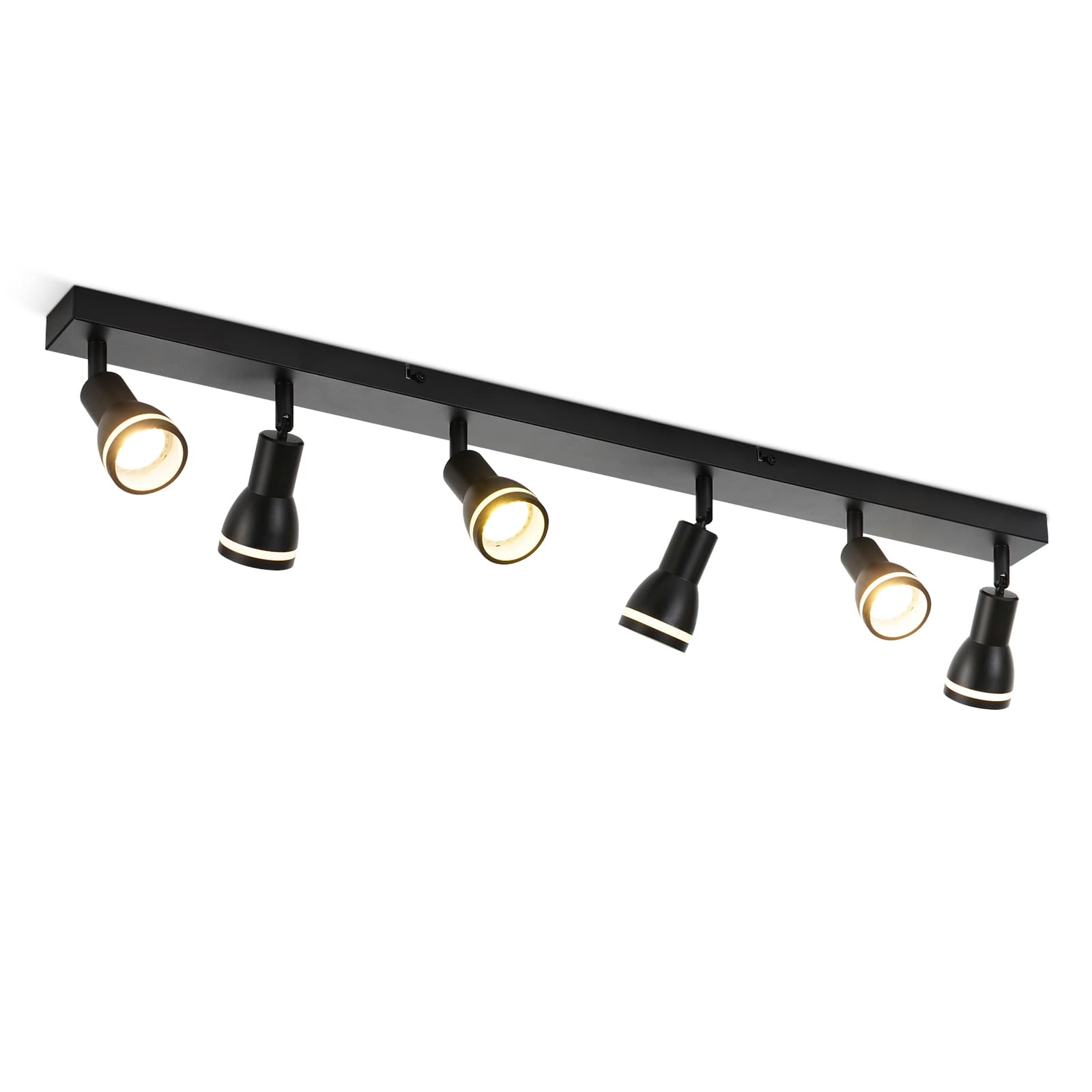 NETTLIFE Kattovalaisin 6 Spot Musta: Metallinen Kattovalaisin GU10 Sisäkäyttöön Kääntyvä Spot Ilman Polttimoita – Nettlife