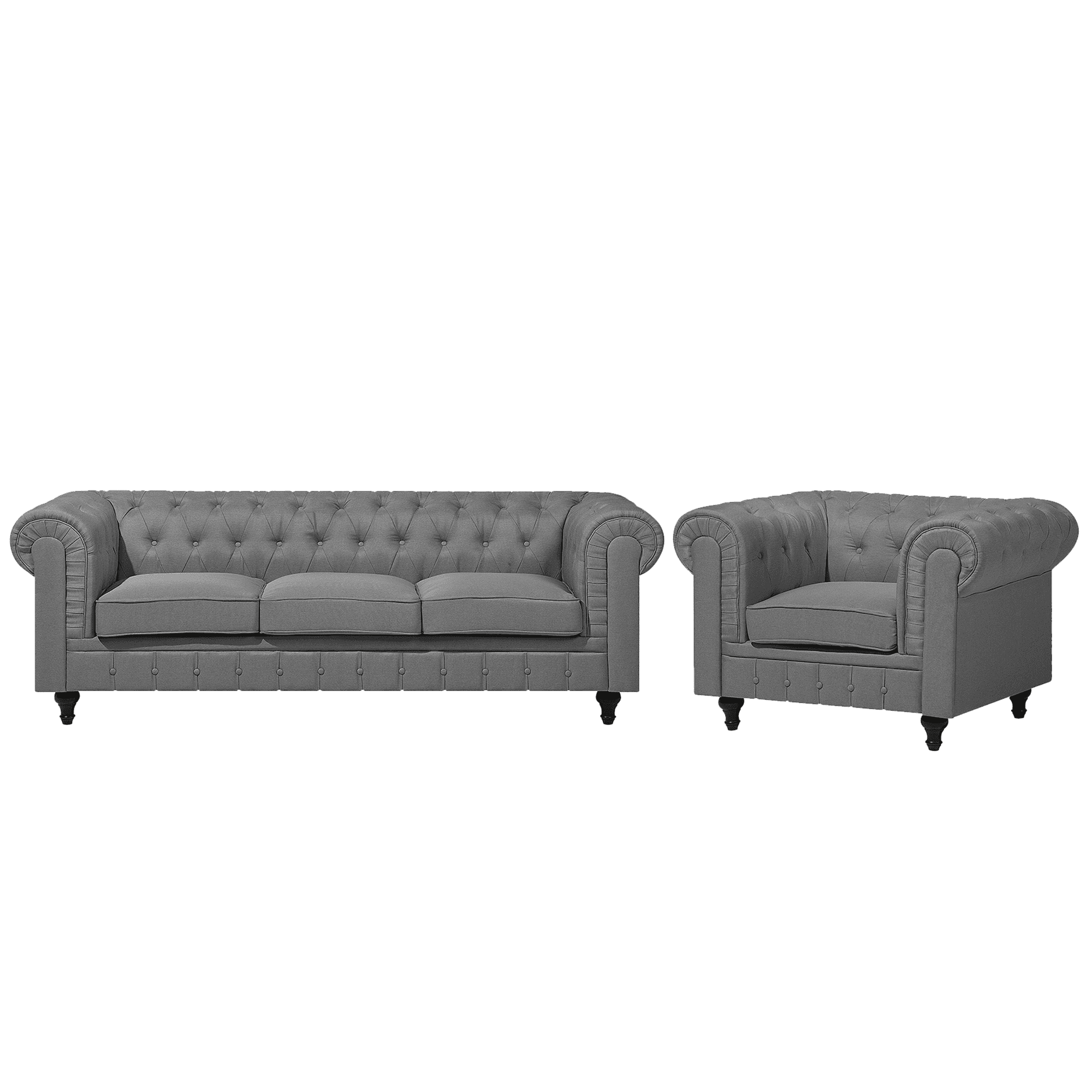 Sohvaryhmä 4-istuttava CHESTERFIELD kangas Vaaleanharmaa
