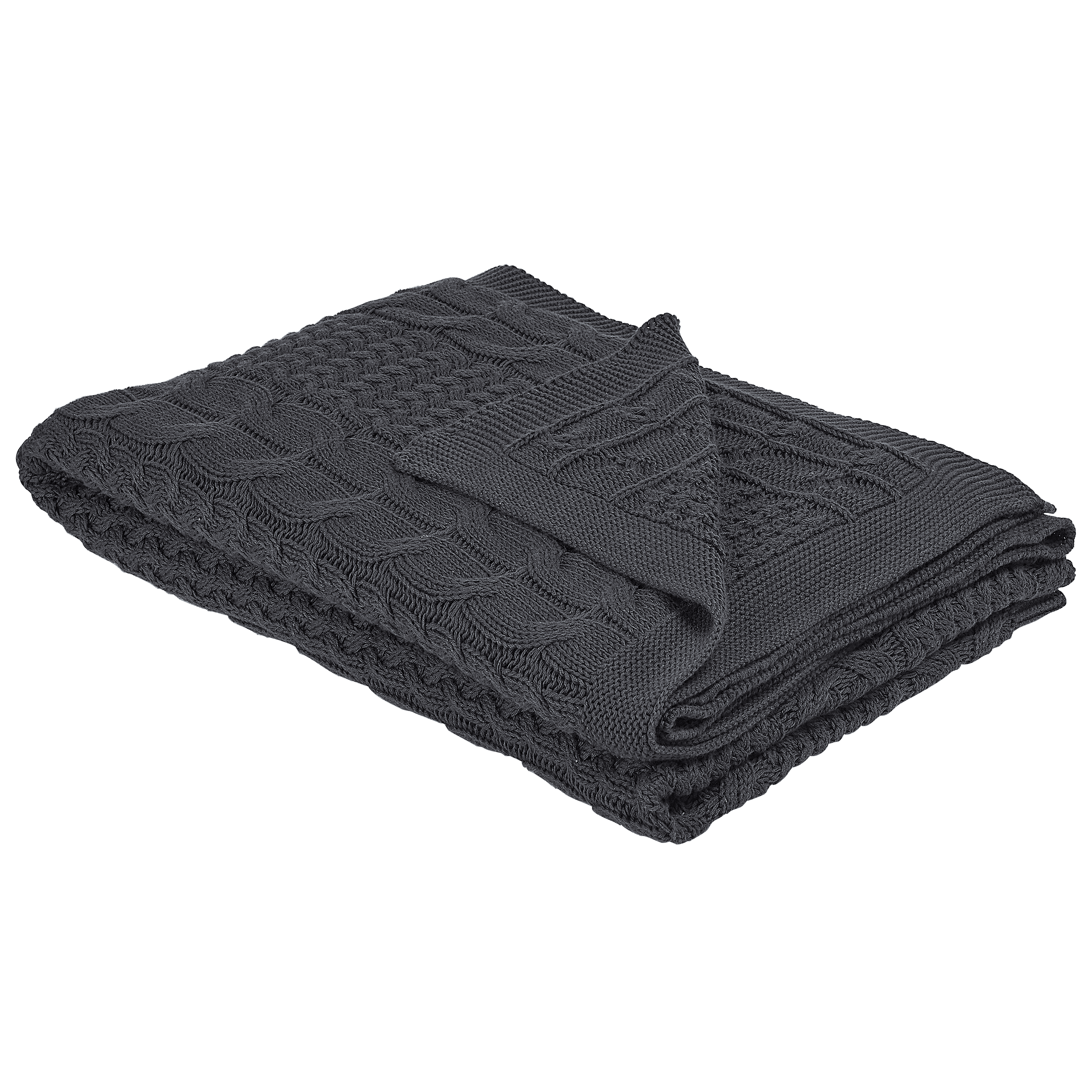 Torkkupeitto FETHIYE puuvilla 140 x 170 cm Tummanharmaa – Beliani