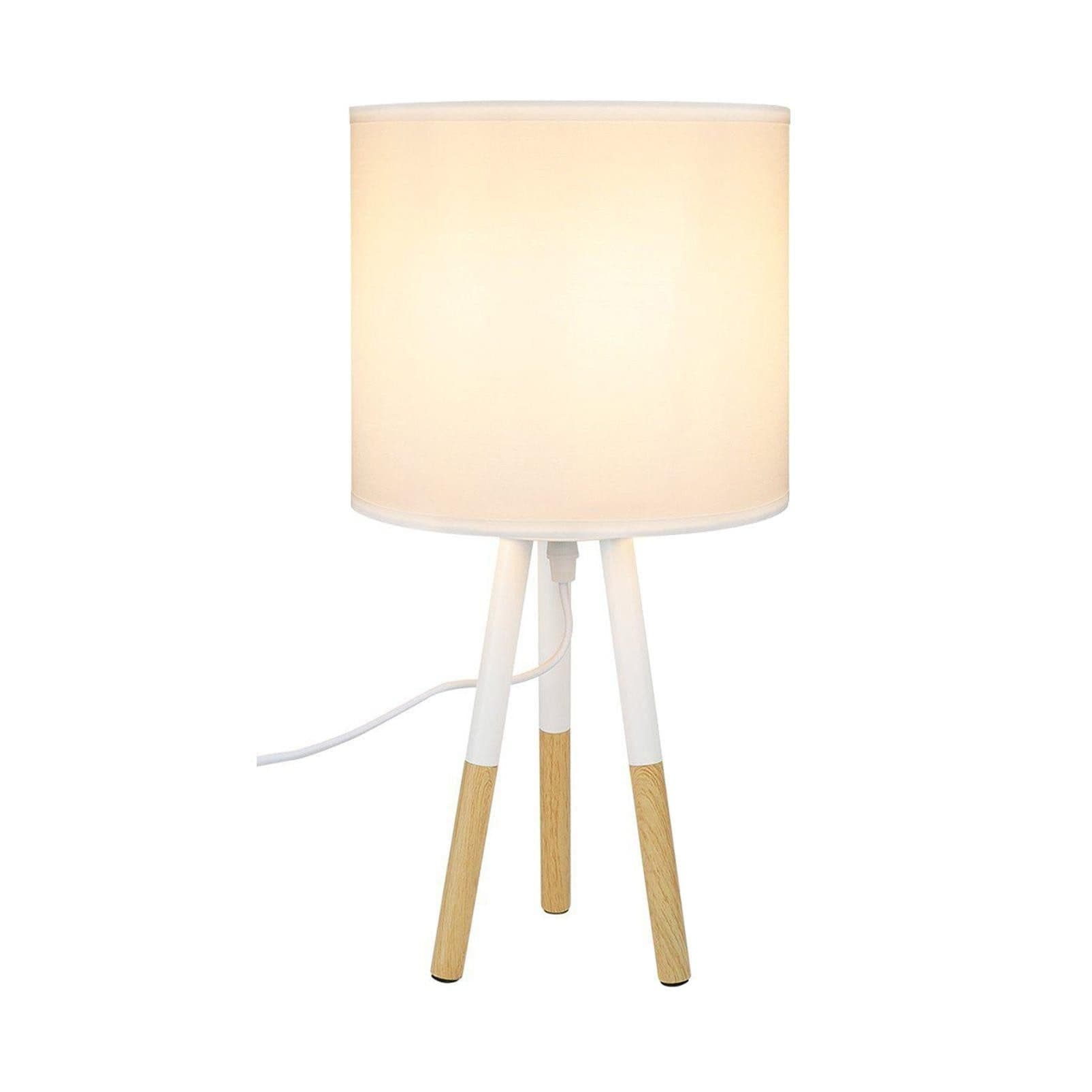 NETTLIFE Yöpöytävalaisinsetti, 1 kpl, moderni pöytävalaisin - Olohuoneen pöytävalaisin kangasvarjostimella, E27- kanta, maks. 40 W, valkoinen – Nettlife