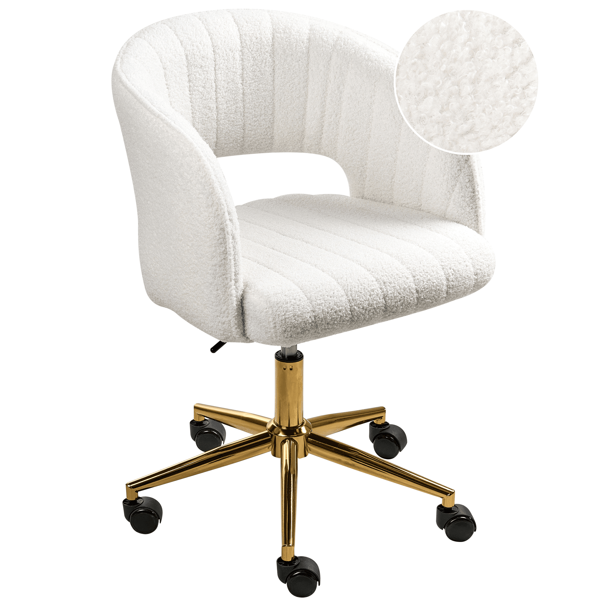 Työtuoli KATONAH buklee Luonnonvalkoinen – Beliani