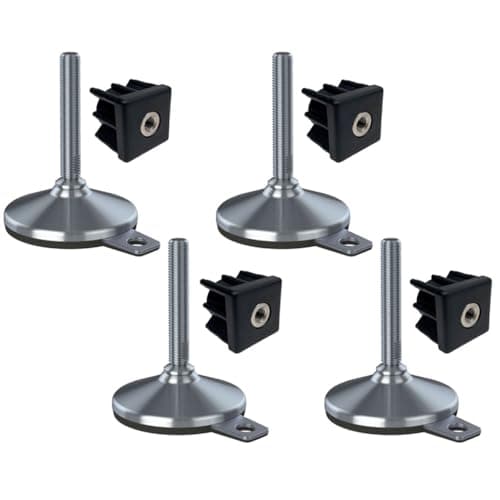 Ruostumaton jalka 16x100x105mm, tyyny ja kiinnitysreikä + insertit 50x50x2.0mm - 4 kpl:n sarja. – NGI