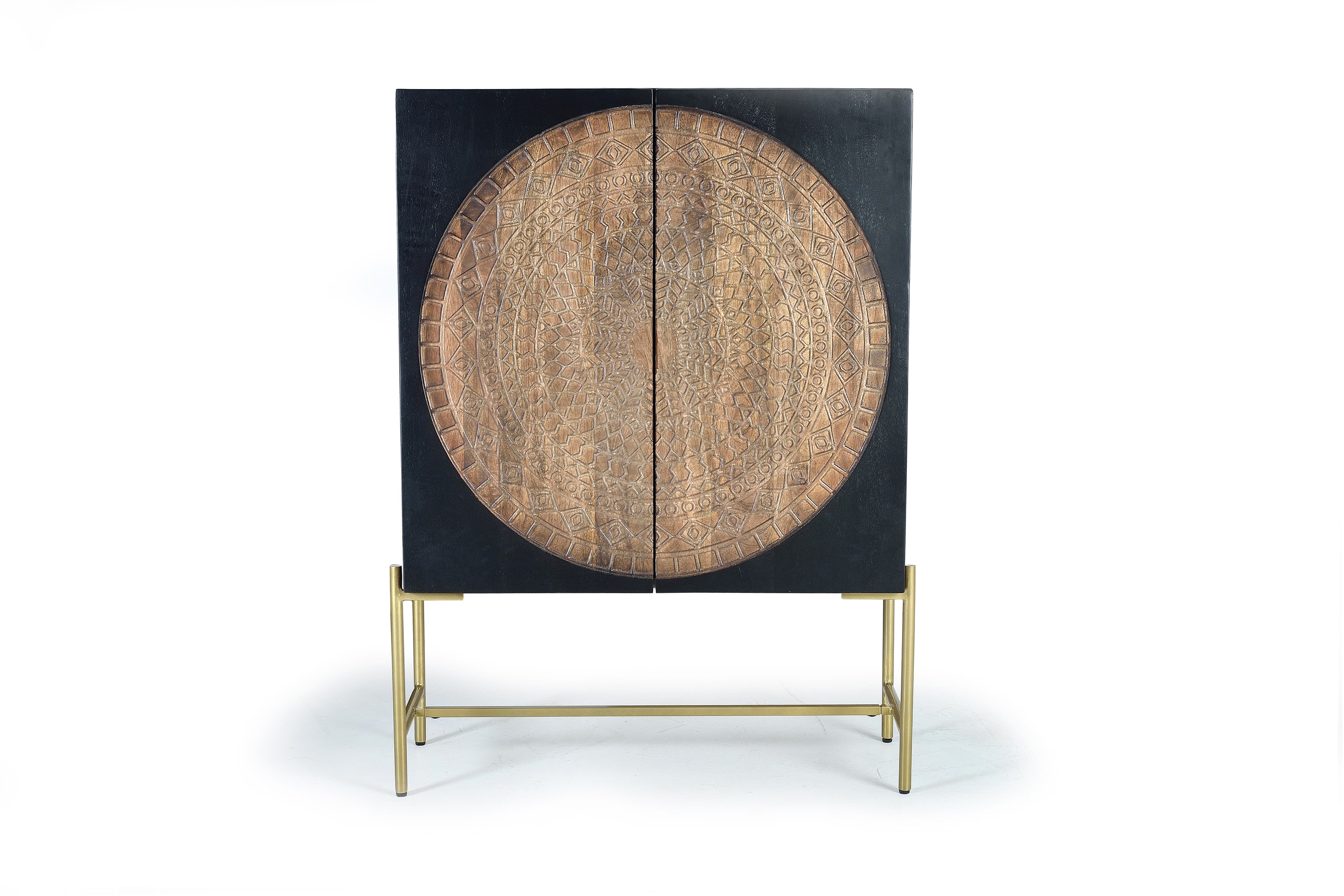 Mangopuusta ja metallista valmistettu vaatekaappi