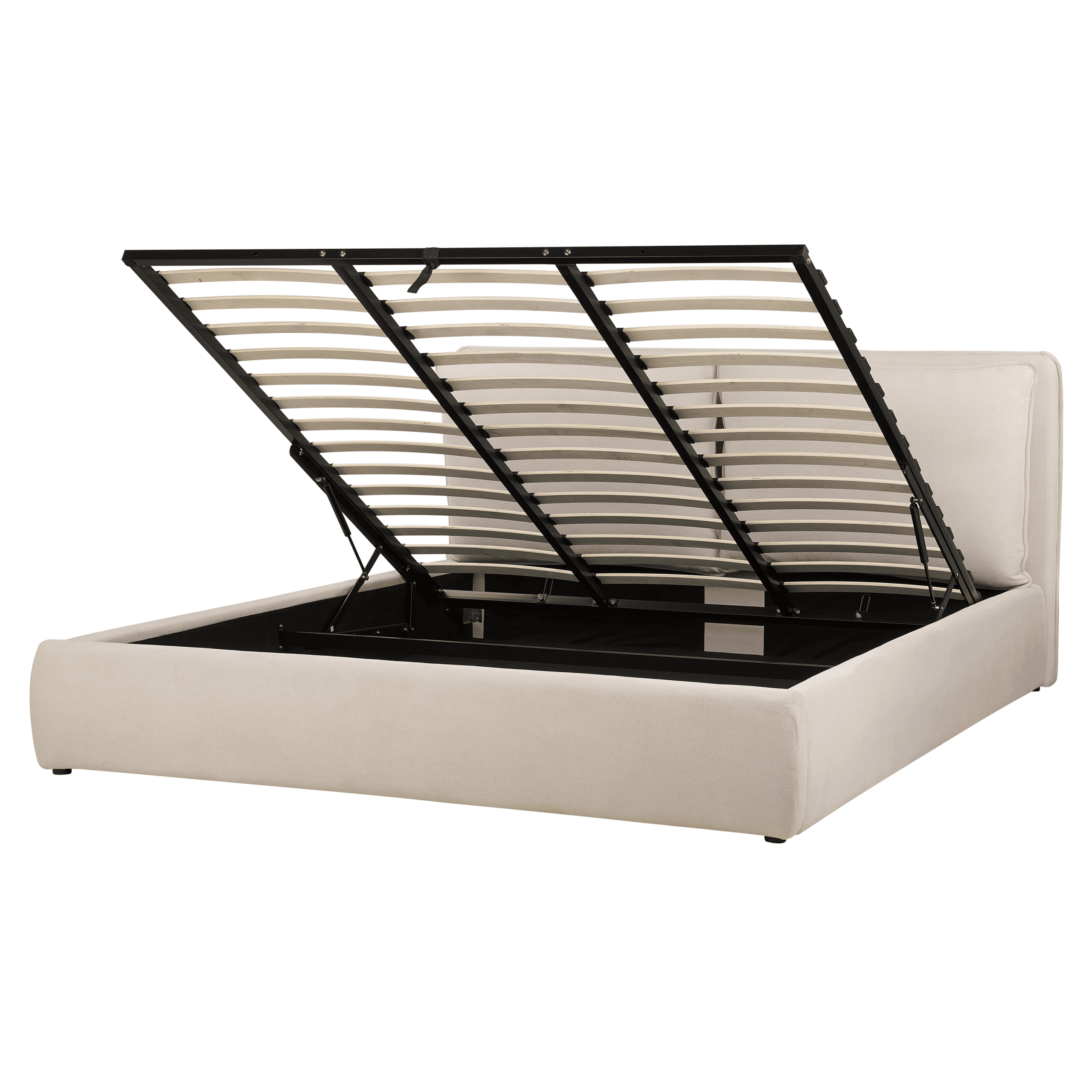 Sänky säilytystilalla kangas BAJONNA 180 x 200 cm Vaaleanbeige