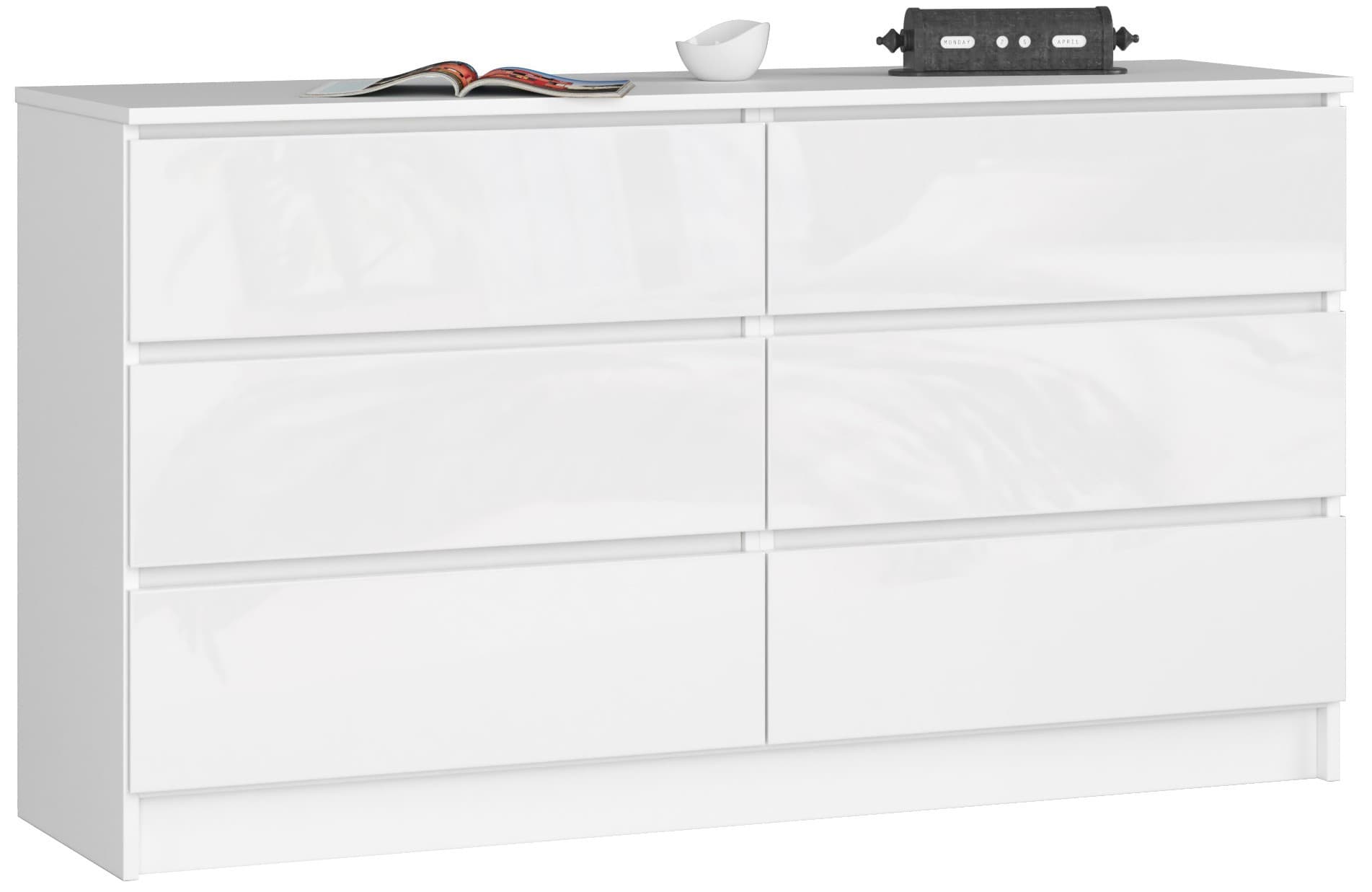 Akord Lipasto 6 Laatikoa Valkoinen/Korkeakiilto 138x40x77 – Akord