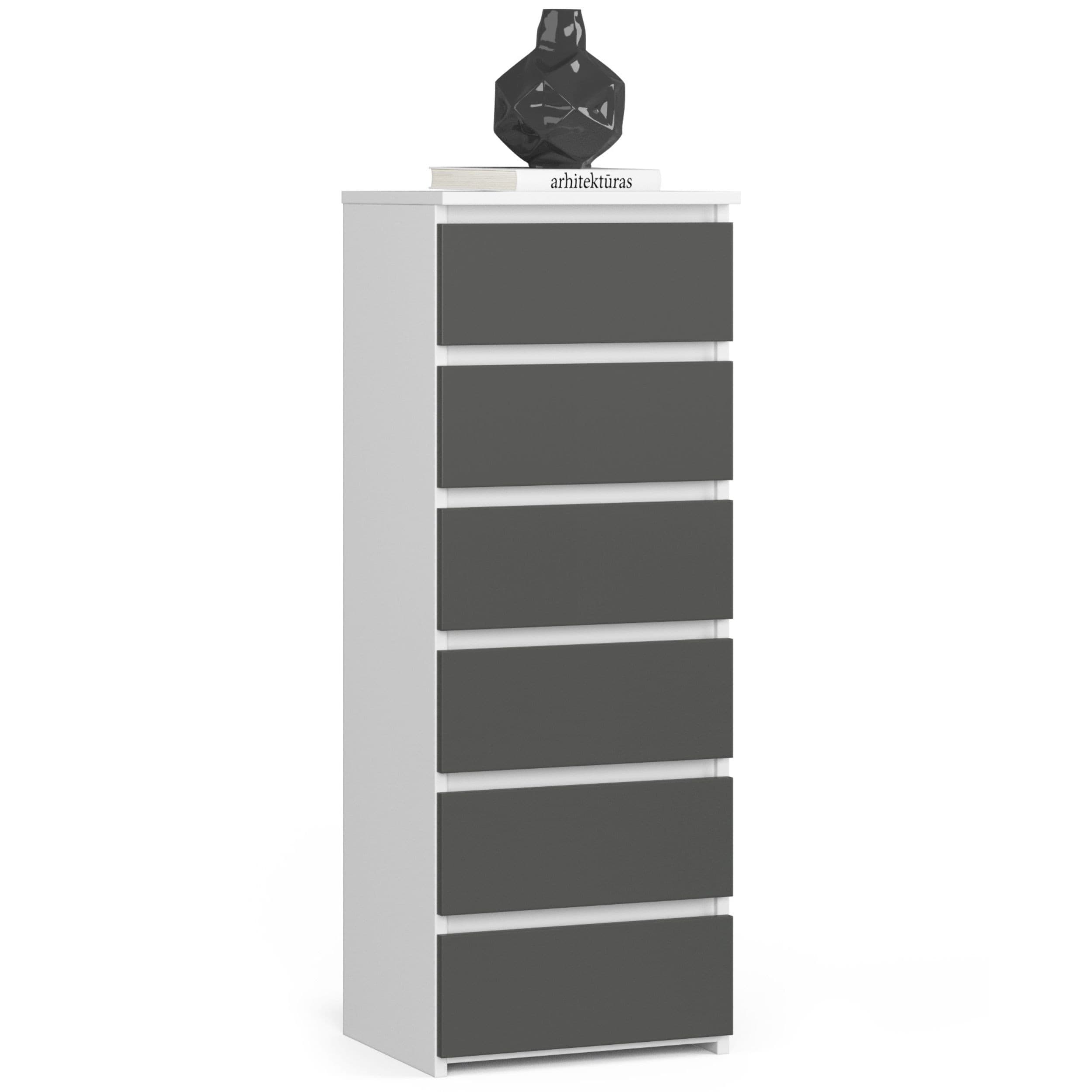 Akord Korkea lipasto Valkoinen/Harmaa Grafiitti 40x35x109 – Akord