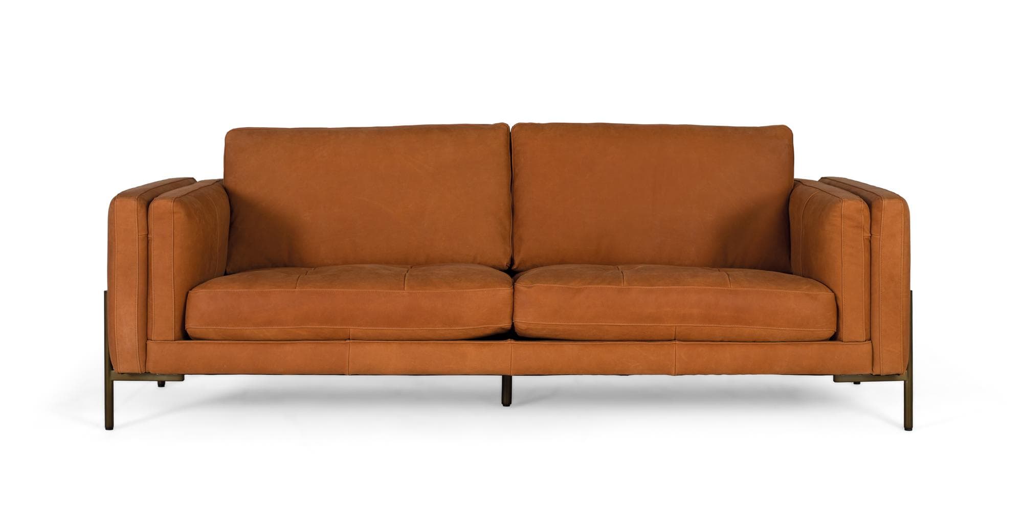 Vintage-tyylinen nahkaverhoiltu sohva metallijaloilla, 5 istuttavaa – Giner y Colomer