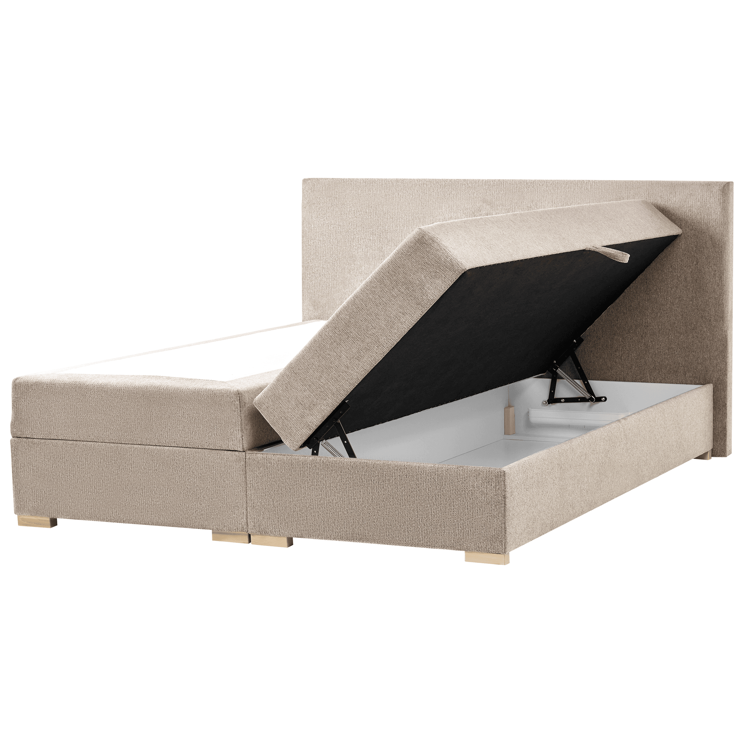 Jenkkisänky säilytystilalla kangas MAJOR 180 x 200 cm Ruskeanharmaa – Beliani