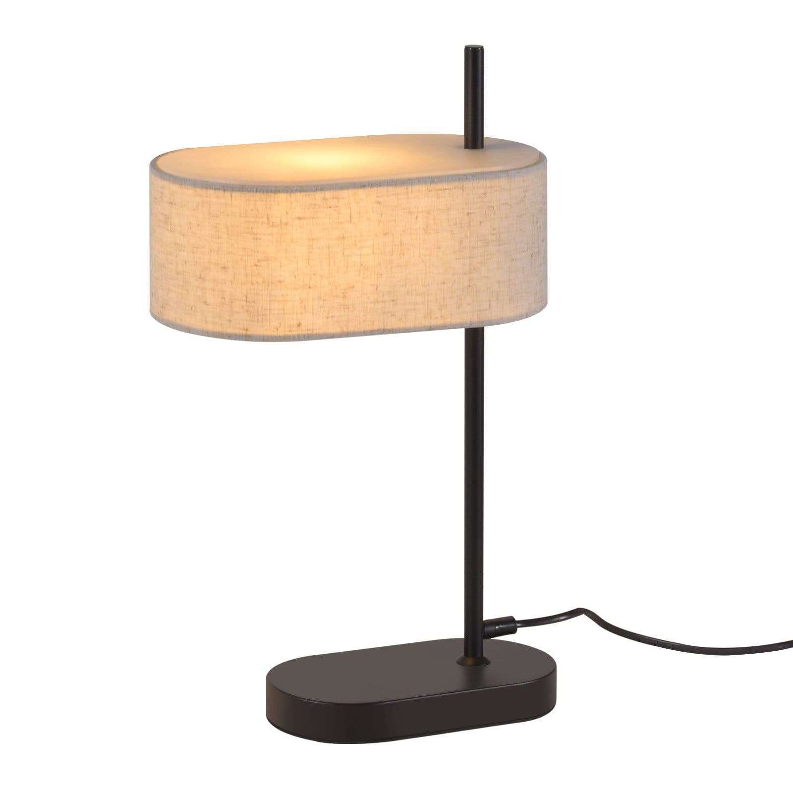 NETTLIFE Yöpöytävalaisin, Makuuhuone Vintage, Pöytävalaisin - 44 5cm, E14 Musta, Pellava, Retro Katkaisijalla