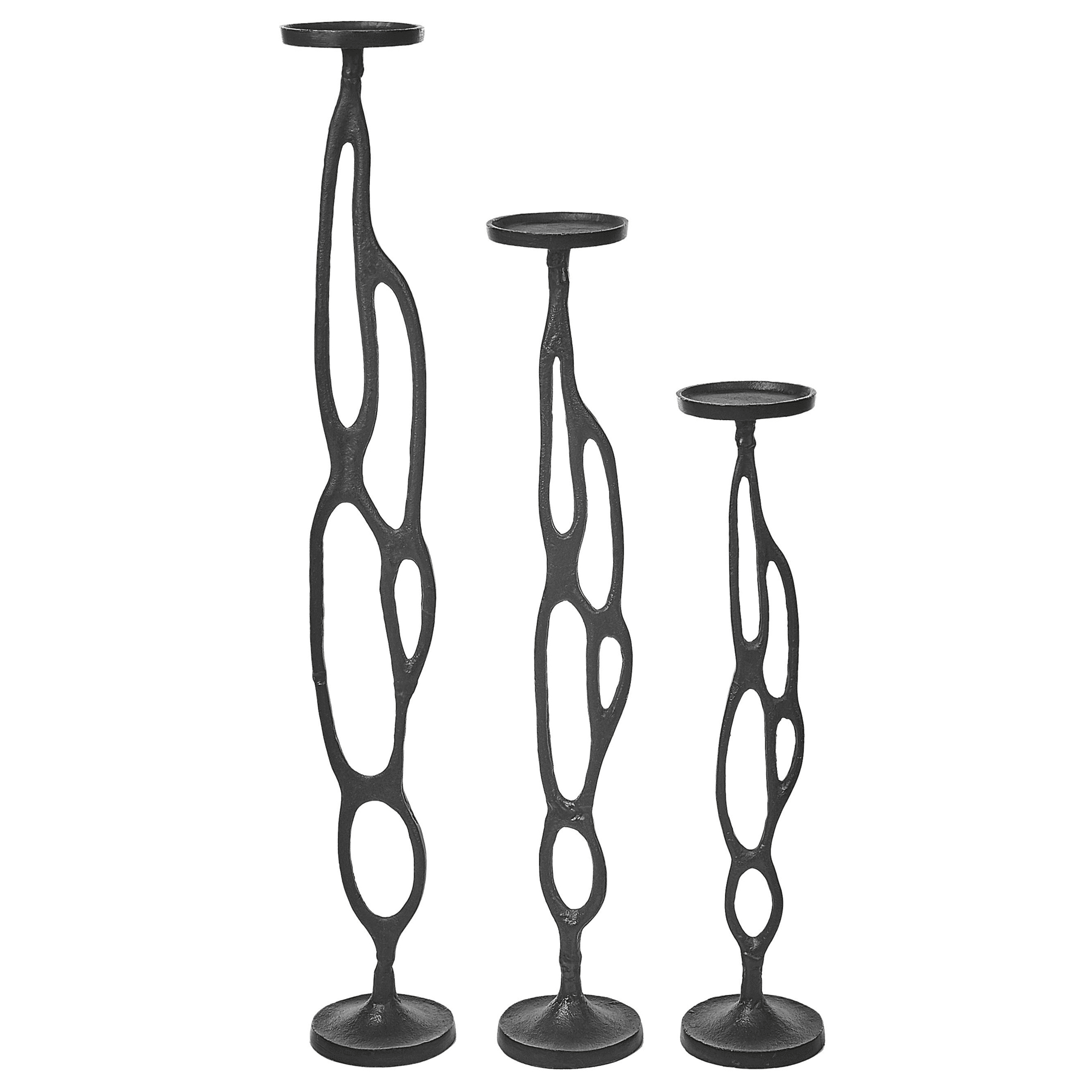 Kynttilänjalkasetti 3 kpl BUNI metalli 54/68/84 cm Musta