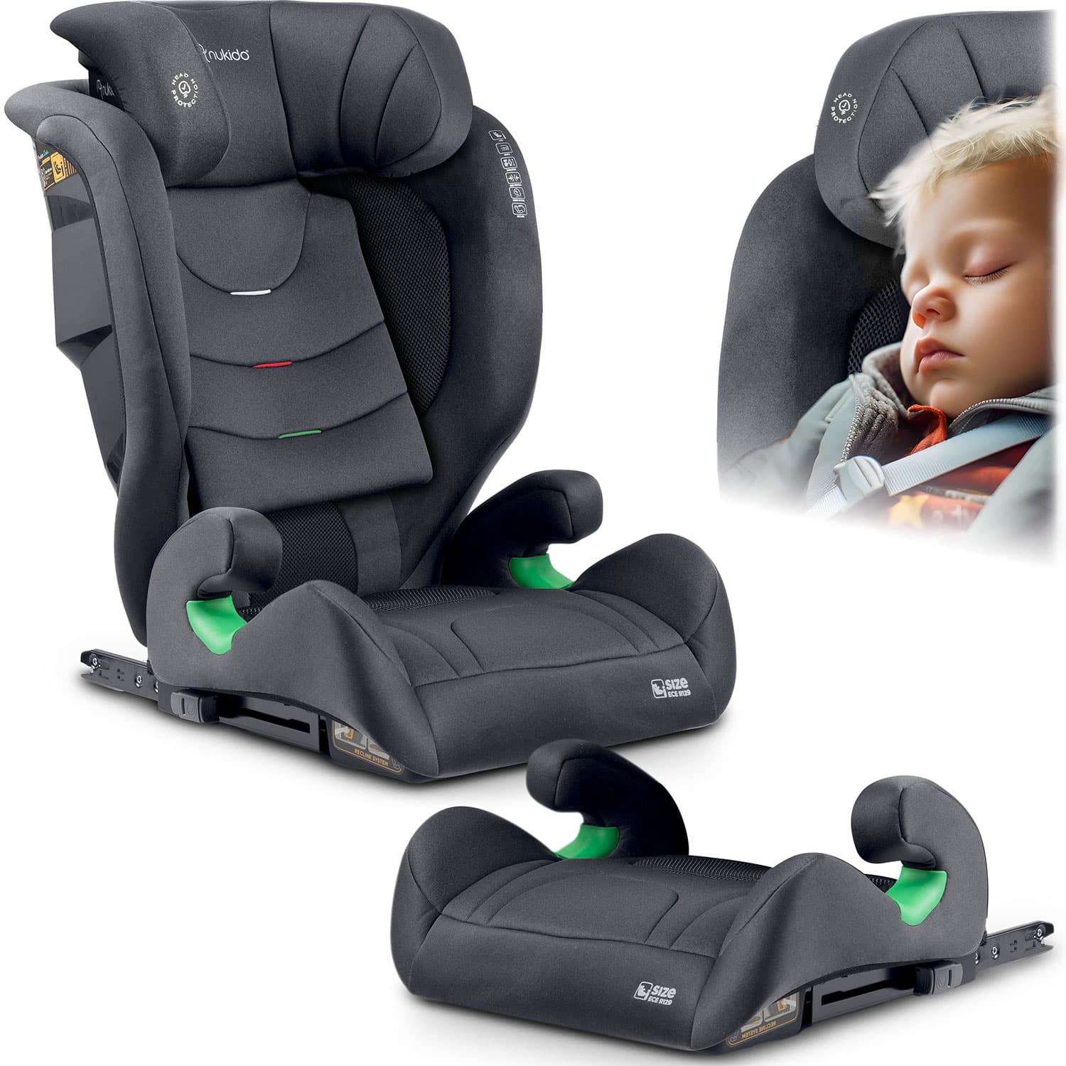 Nukido Louis pehmeä turvaistuin harmaa 15-36 kg ISOFIX – Nukido