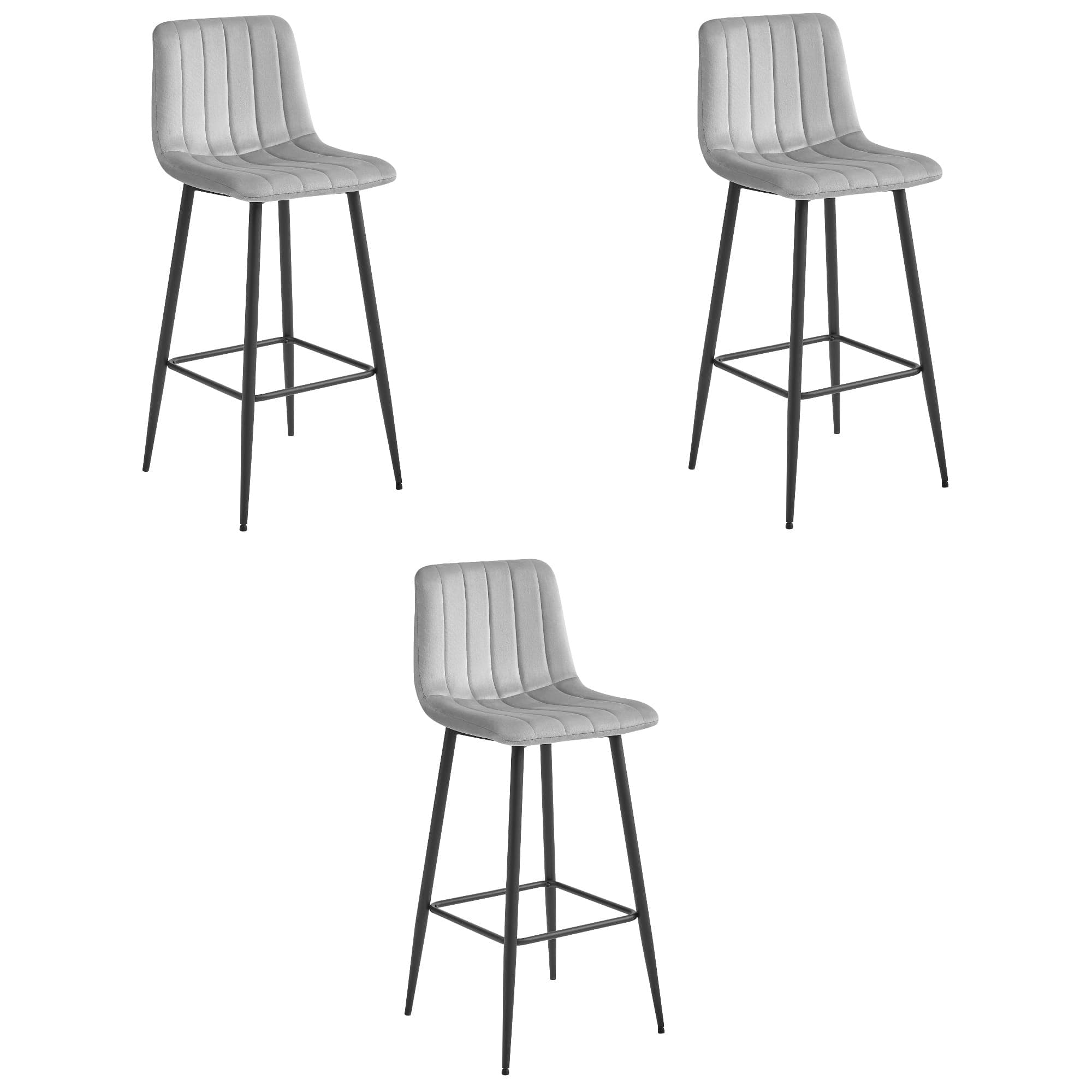 POZZA-baarijakkara 3 kpl, hopeanharmaa sametti, mustat jalat – Leobert